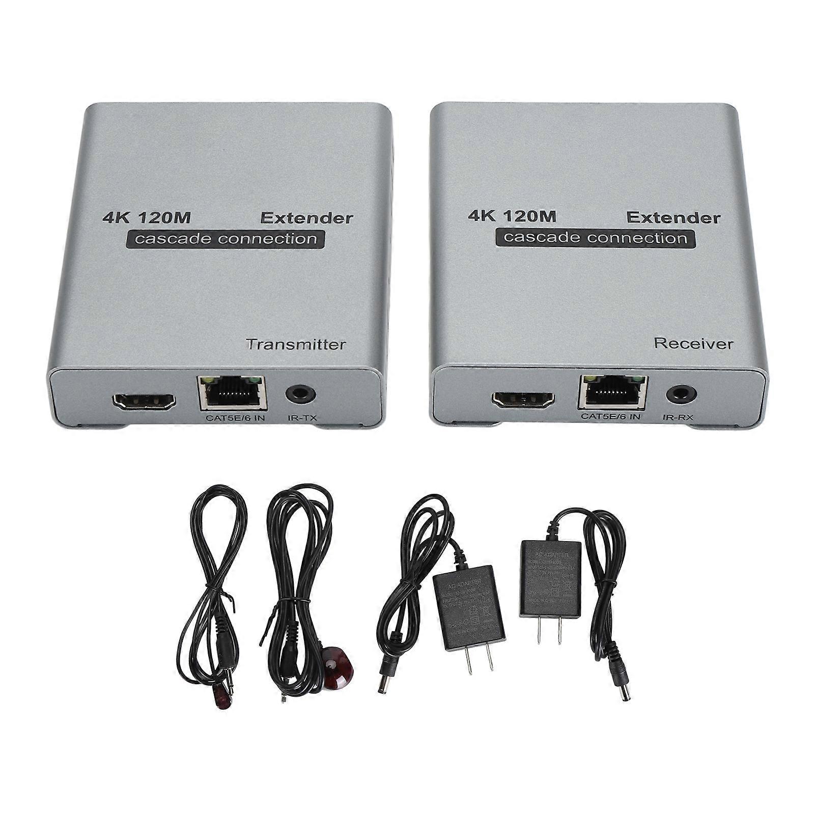 4K HD Multimedia Interface Extender - 120M Over Ethernet, Cascade Connection, US Plug