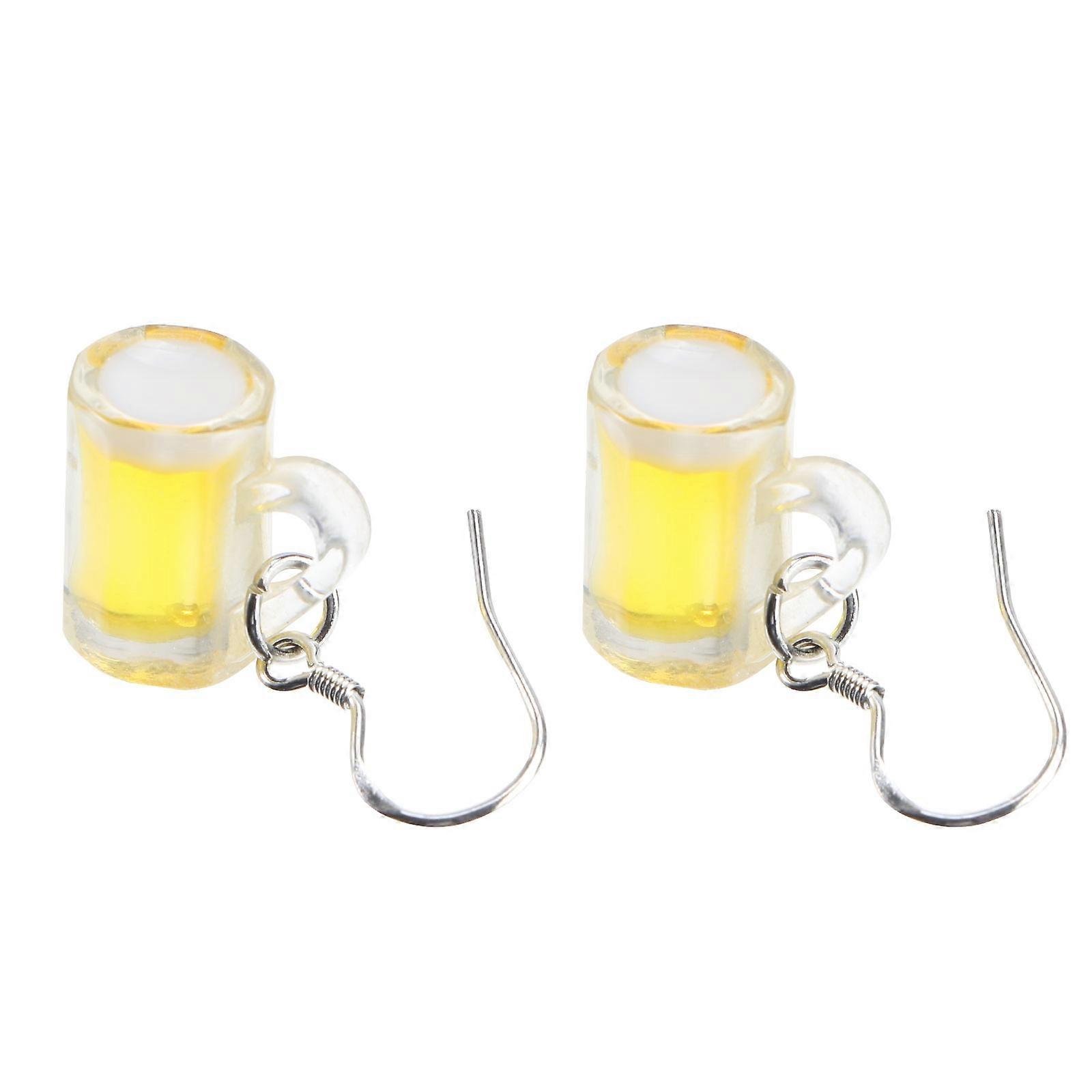 1 Pair Creative Beer Mug Dangling Earrings Resin Cup Ear Clips