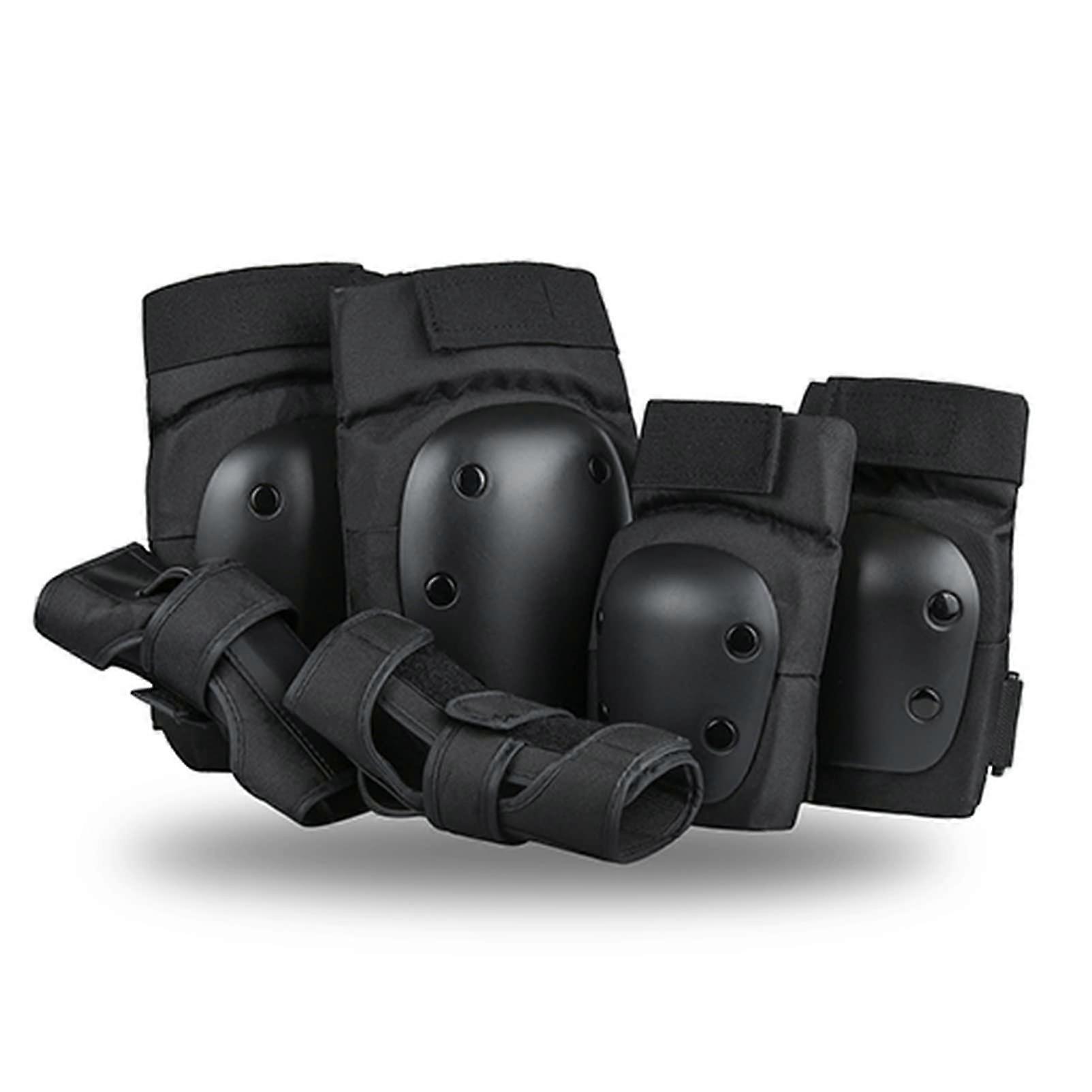 Knee pads Elbow pads Wrist guards 3 in 1 for Skateboarding, BMX Bicycle (Black, M)