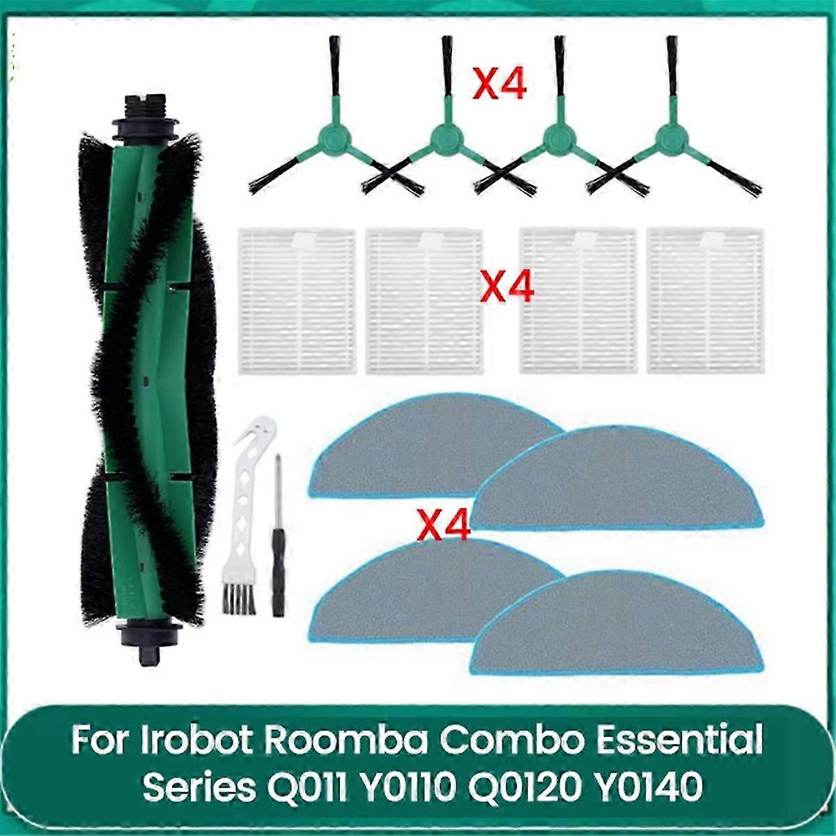 Replacement Side Brush, Filter, Mop Pad Set for iRobot Combo Essential Y01 Series Robot Vacuum