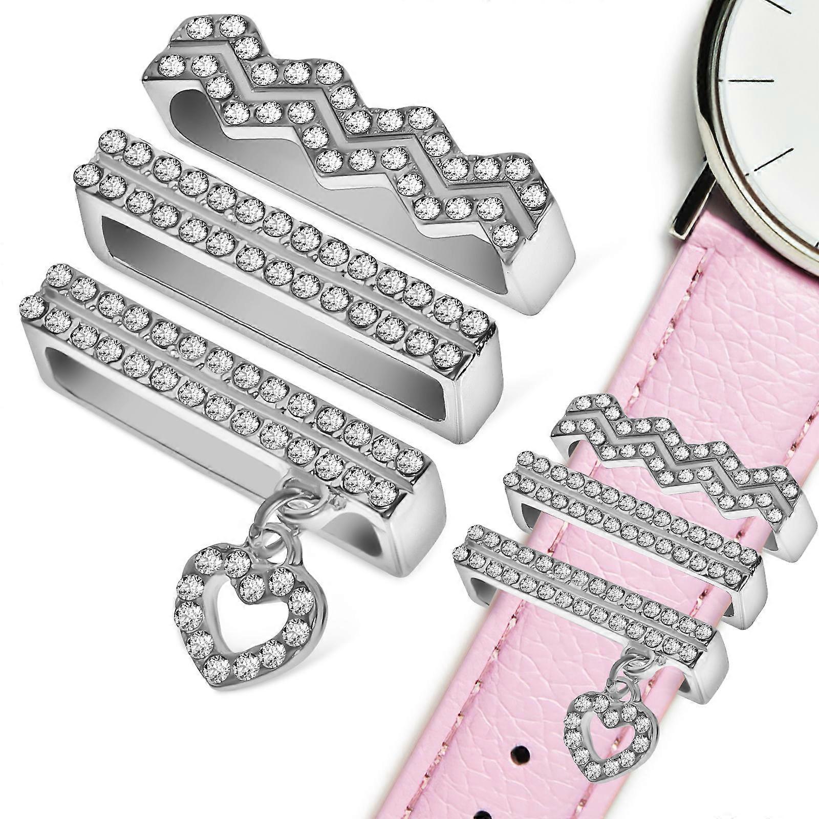 Watchband Ring 3Pcs Silver Durable Alloy Material Watch Strap Decor