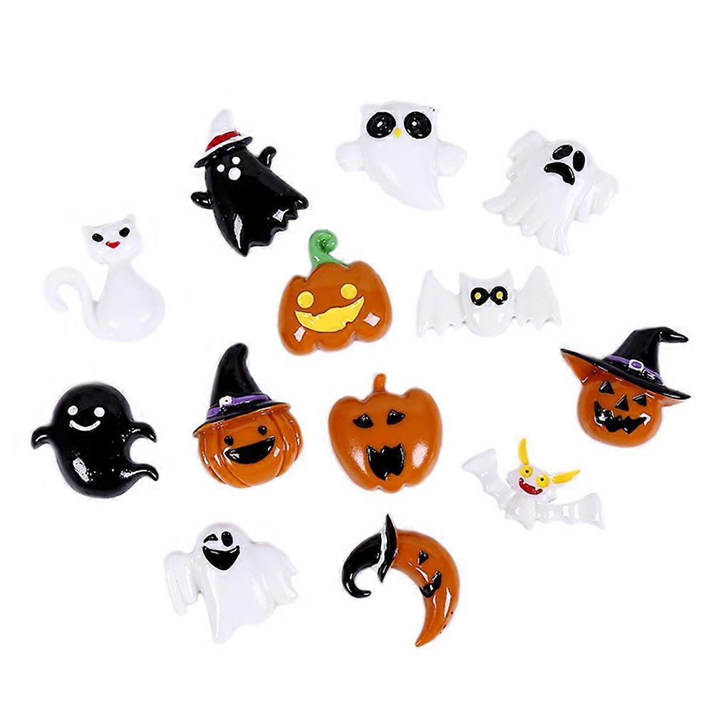 Spooky Ghost Pumpkin Diy Accessories Resin Material Assorted Color 2.4 x 2.6 x 1 Cm Halloween Charm Craft Projects 10Pcs