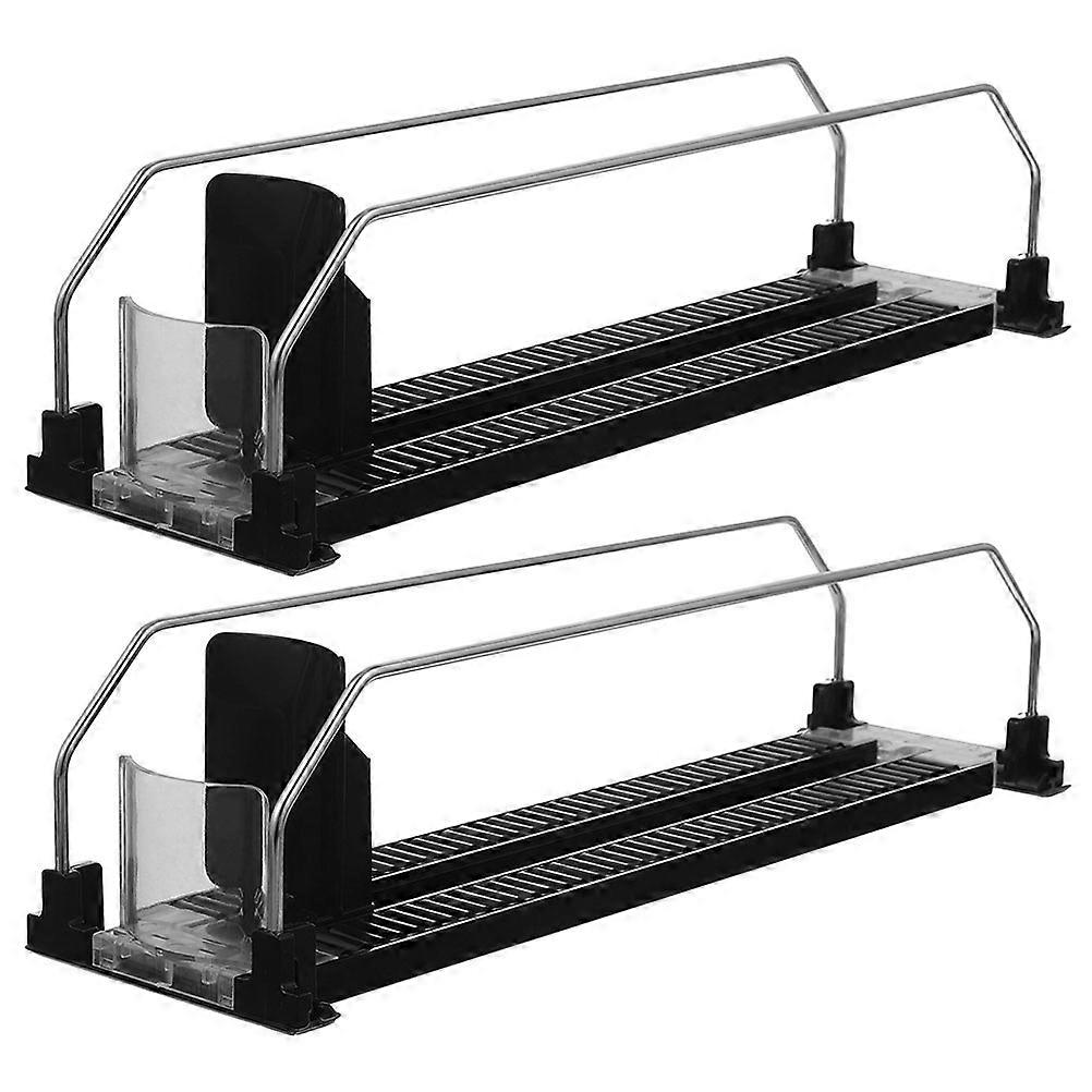 Drink Organizer For Fridge Can Dispenser Automatic Pusher Black 31.5X9X8Cm 2Pcs