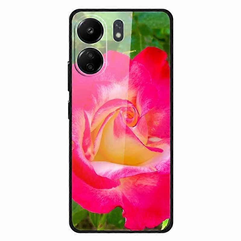 For Xiaomi Redmi 13C 4G/Poco C65 4G Case Pattern Print Tempered Glass Cell Phone Cover