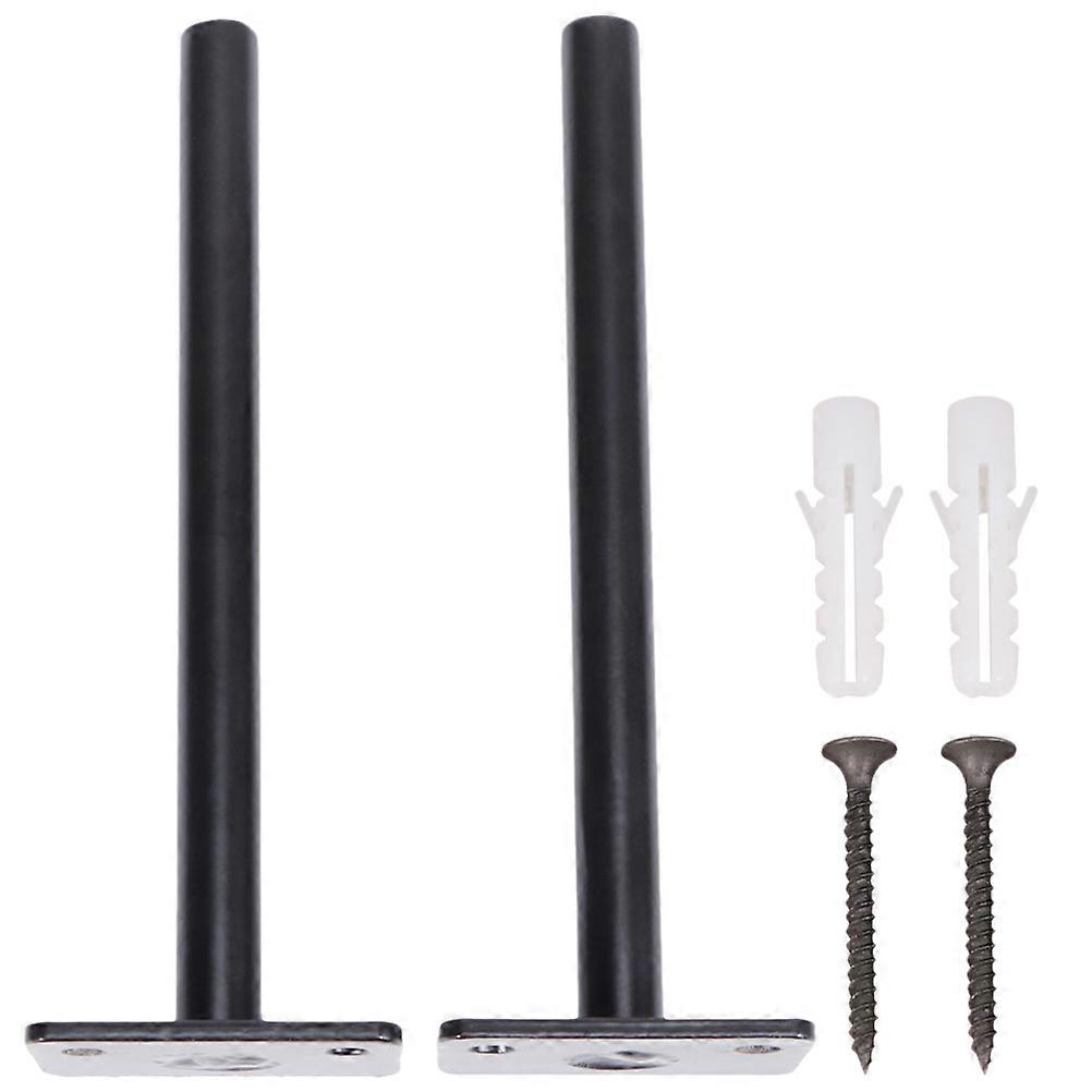 Wall Mounted Shelf Brackets Support Black Iron 20x5cm Simple Design for Heavy Duty Hidden Shelf Bracket 2Pcs