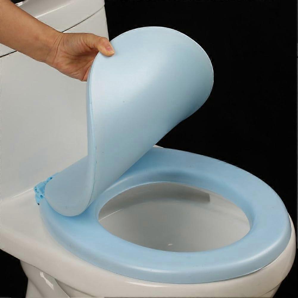 Toilet Seat Soft Close Oval V/D Shape Standard Size Foaming Toilet Seat Cover (Vshaped, Blue)