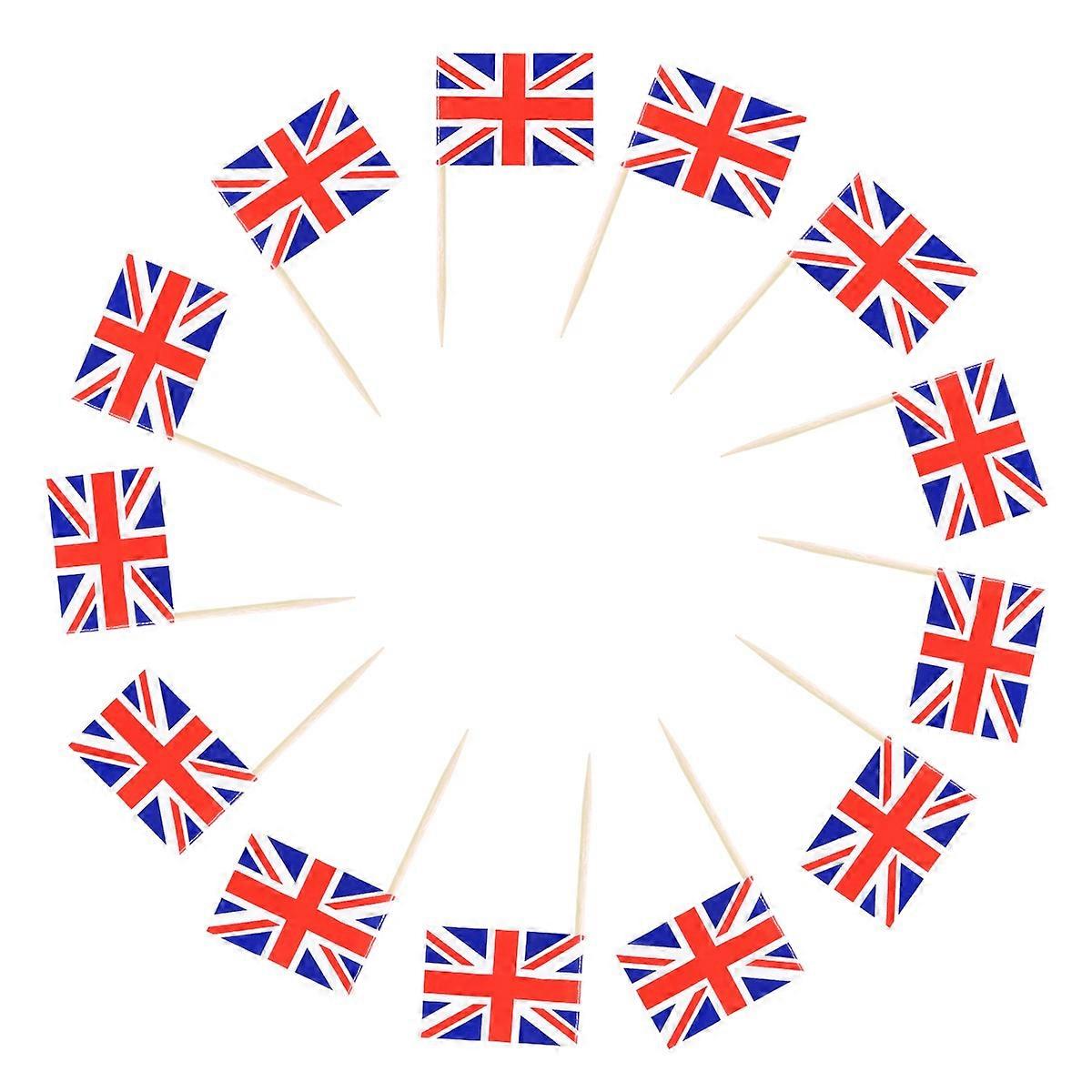 British Tooth Pick Flags Cupcake Toppers Toothpick Festival Parties Safe for Food Use 100Pcs