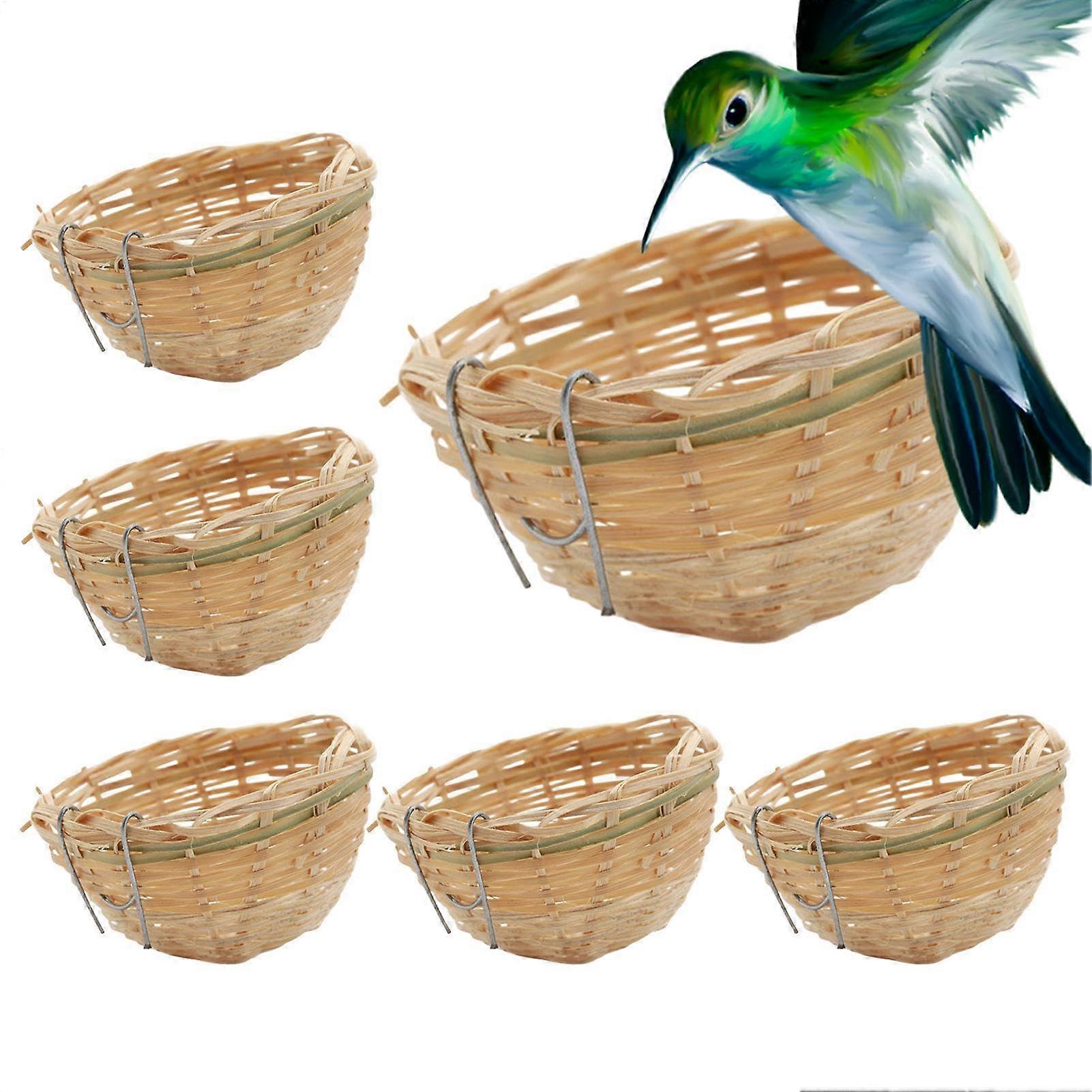 Canary Nest and Pigeon Nest - 6 Woven Hummingbird Houses for Outdoor Breeding and Nesting in Garden, Patio, Balcony