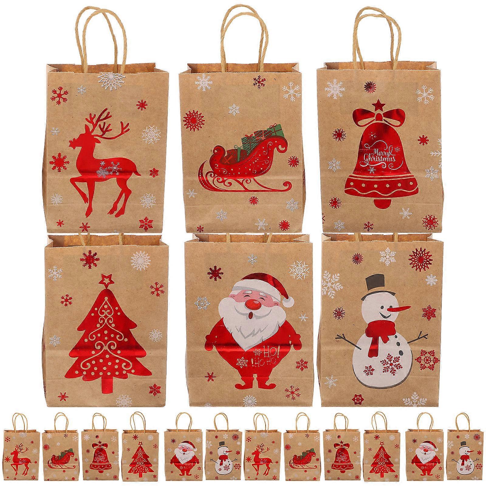 Paper Bags For Present present Storage Pouches Rectangular Shape Handle Design Kraft Paper 24Pcs