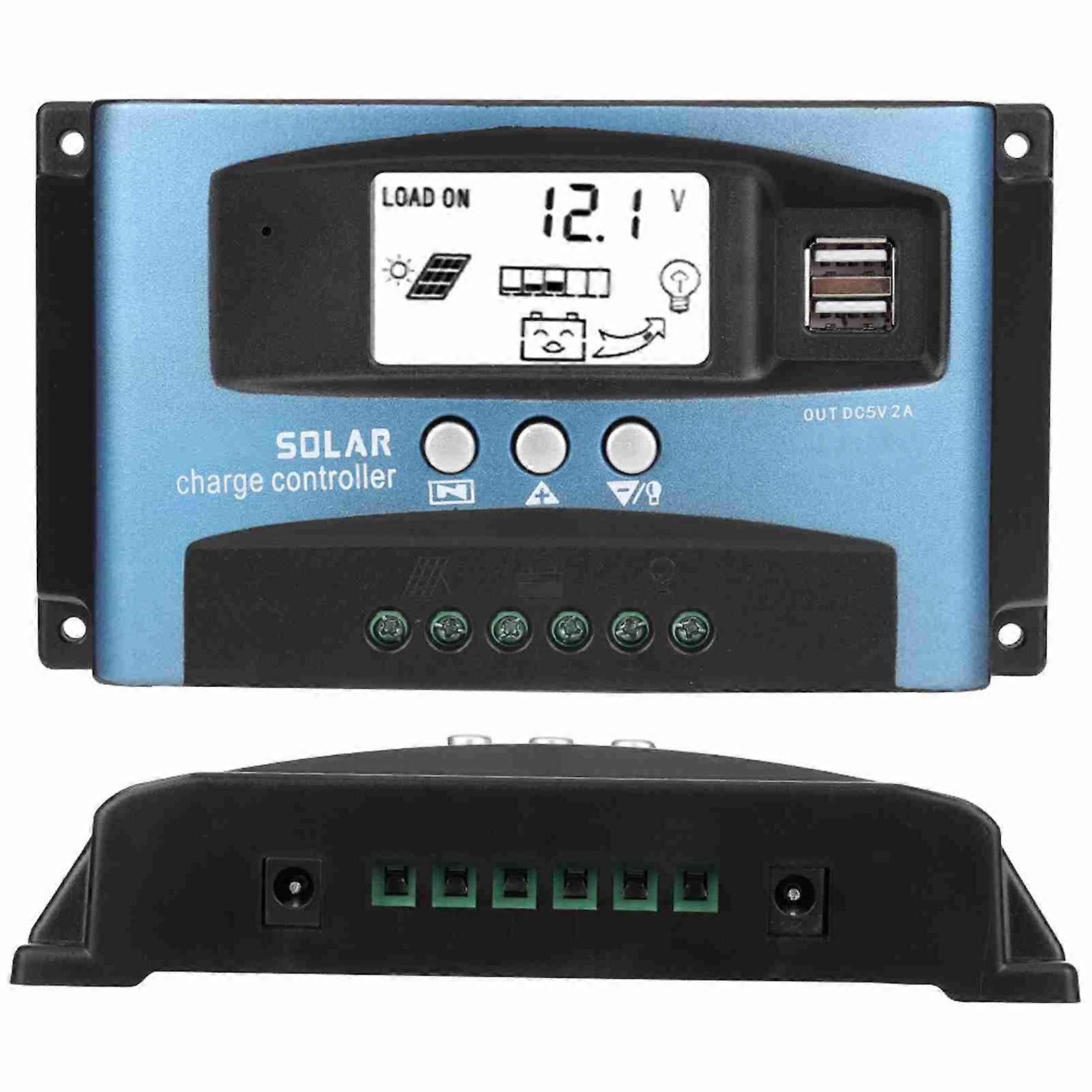 MPPT 60A Solar Charge Controller Dual USB LCD Display 12V 24V