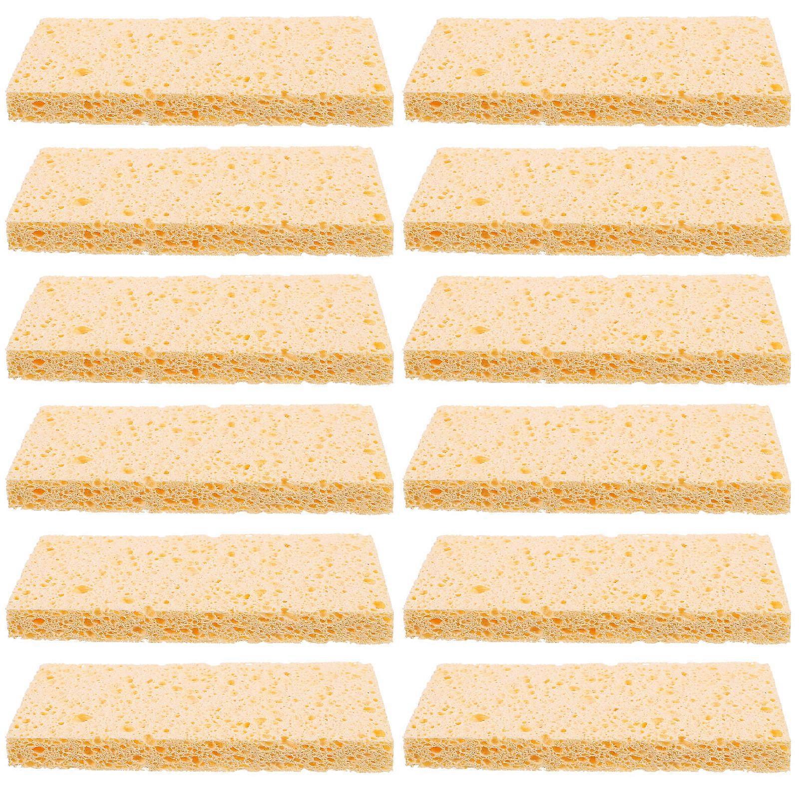 Kitchen Cleaning Sponge For Dishes Dishwashing Sponges Yellow Rectangular Block 12Pack