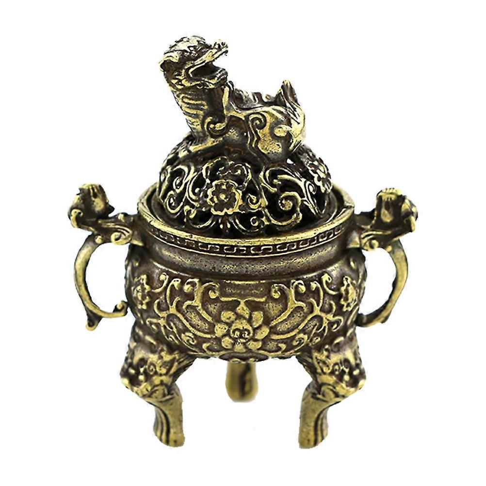 Brass Censer Decor Antique Style Office Use Double Eared Brown 6x5cm 1Pack