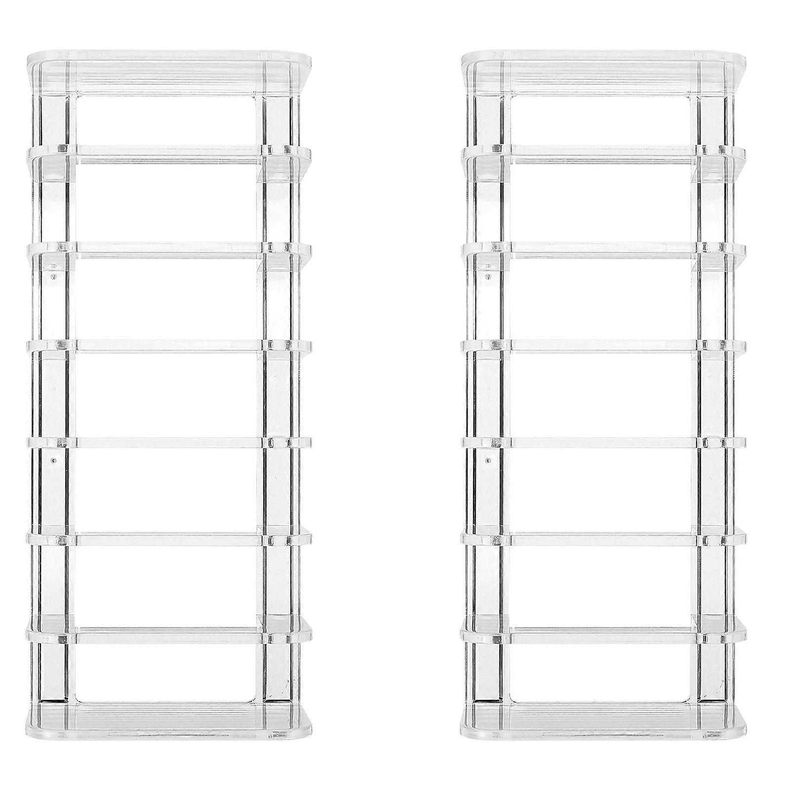 2Pcs Acrylic Seven-grid Cosmetics Display Rack Multi-purpose Makeups Storage Box