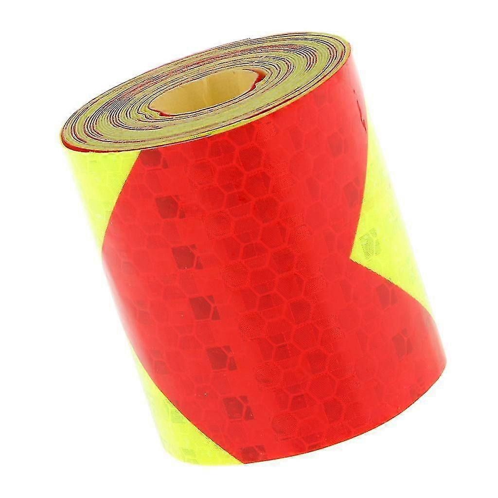 2x Reflective Warning Conspicuity Tape Arrow Pattern Sticker -Red and Yellow
