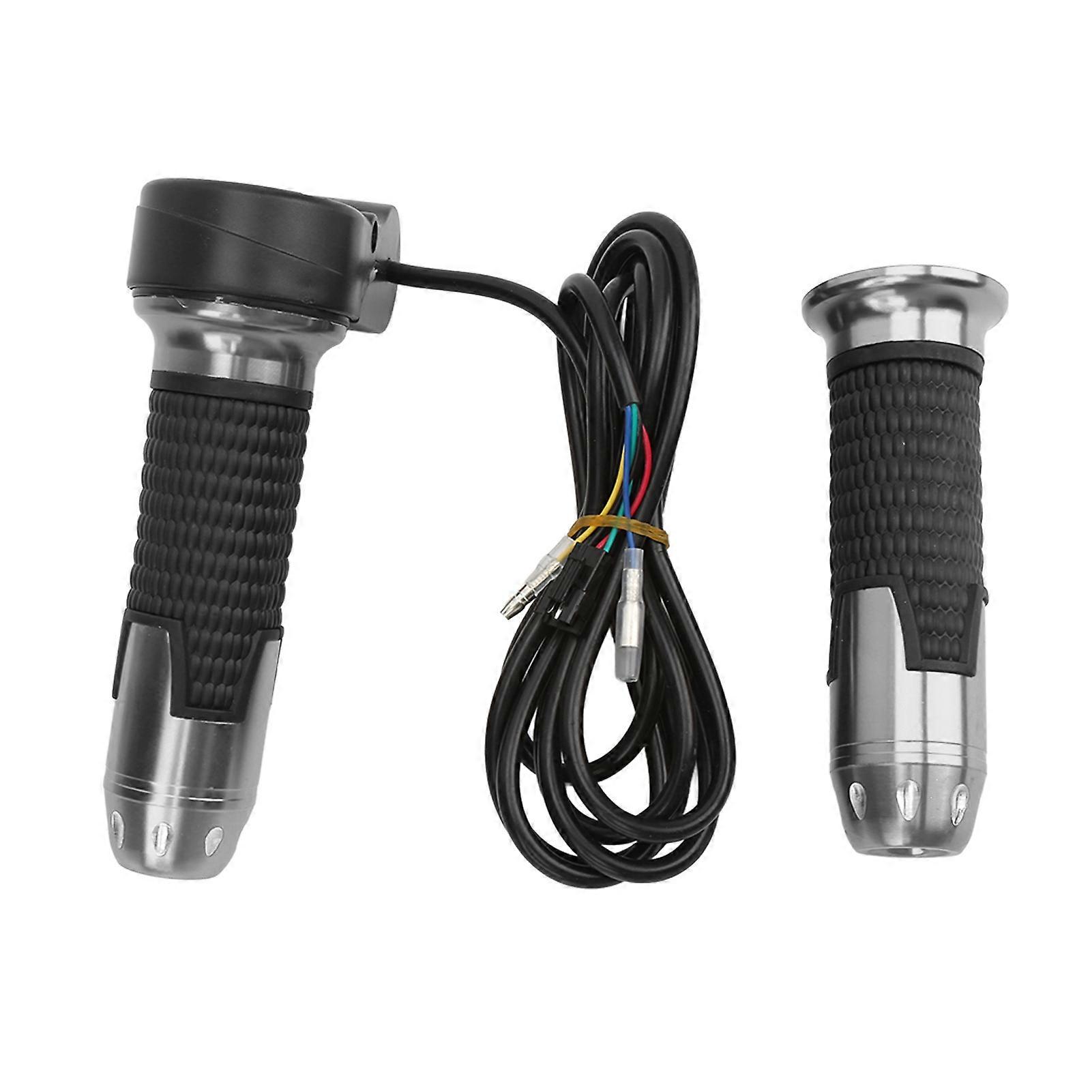 Pair of Universal 12V-99V Throttle Grips with Button for Electric Bike Scooter Handlebar, Grey