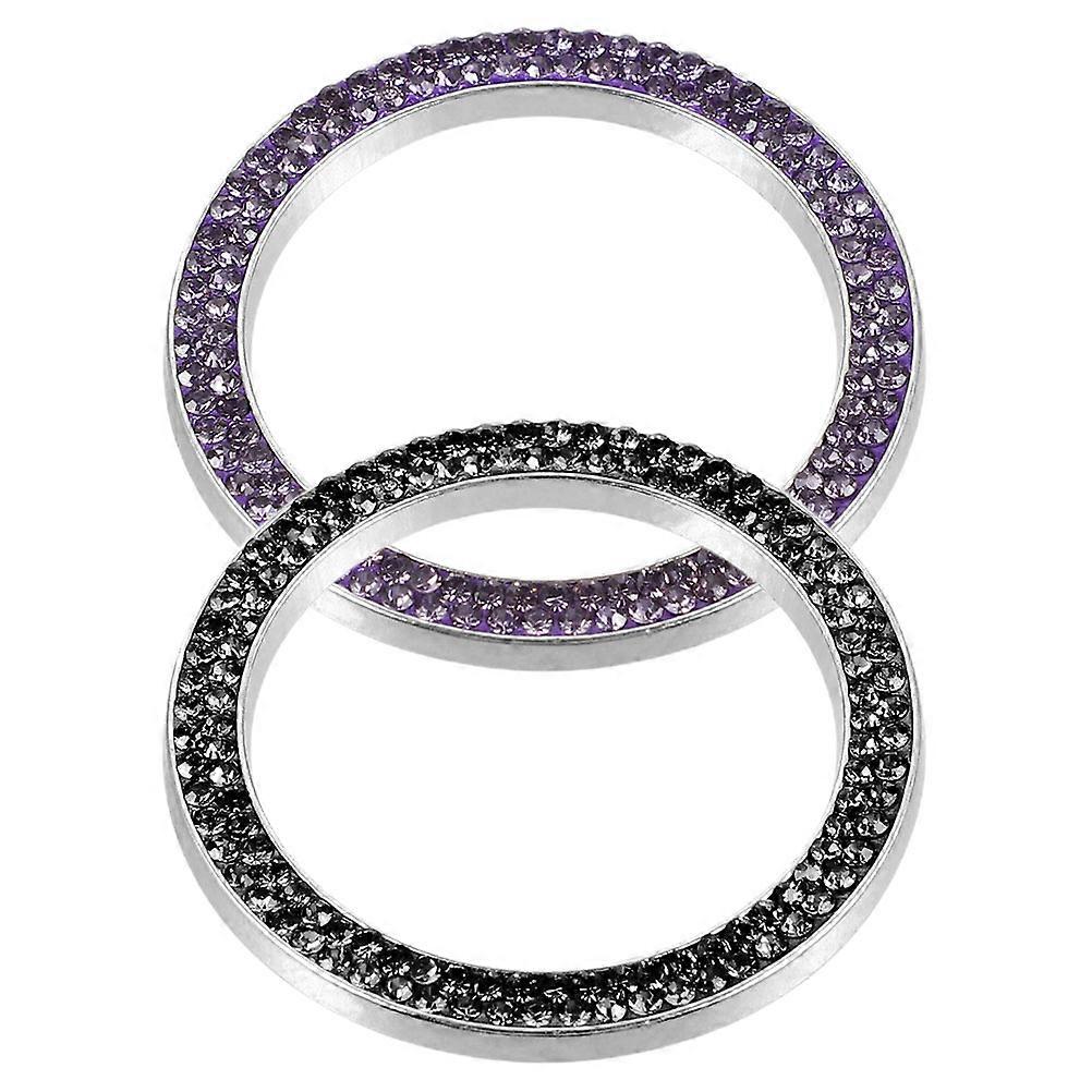 Car Accessories Bling Rhinestone Circular Car Ignition Button Ring Stickers 2Pcs