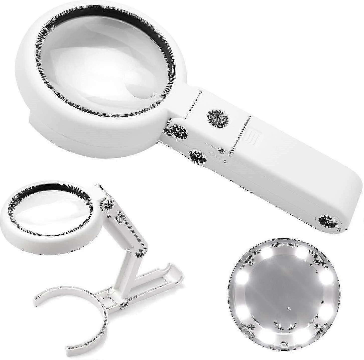 Portable Illuminated Magnifying Glass with 5x and 11x Magnification, 8 LED Lights, USB Rechargeable