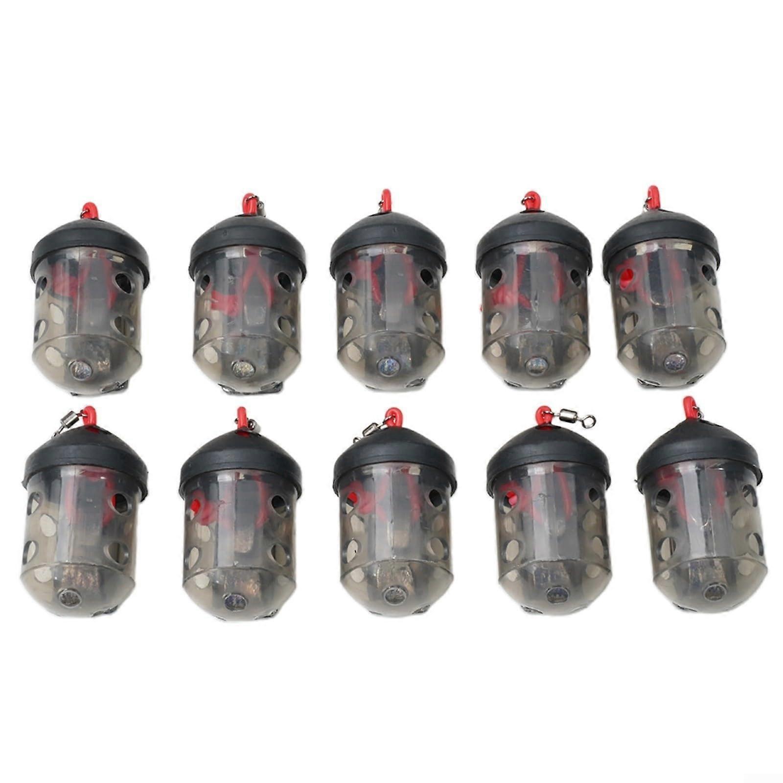 Fishing Feeder Basket Bait Cage Device for Maggots, Fishing Tackle Cap, 10 Pack Durable Fishing Accessories