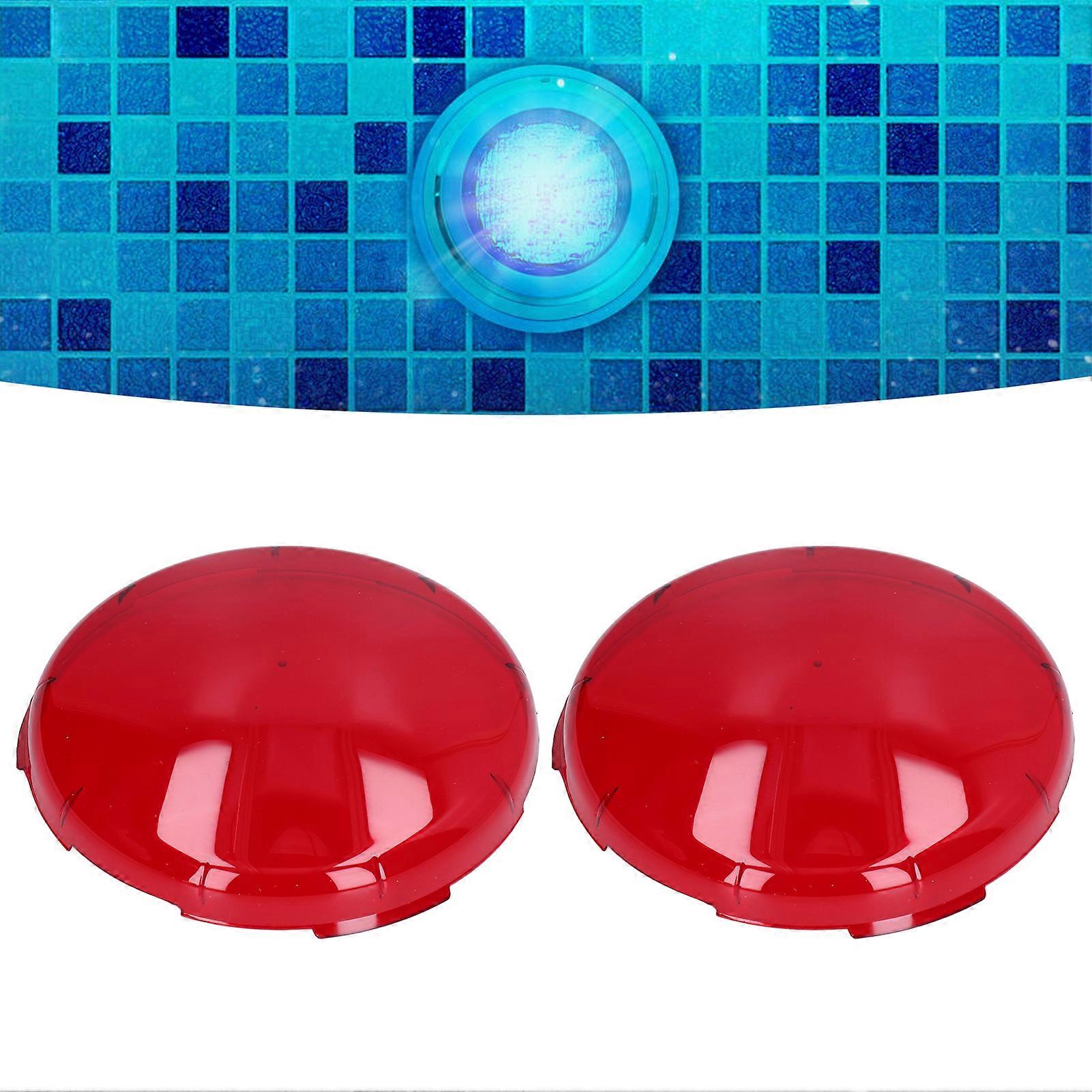 2Pcs Red Transparent 19cm Plastic Pool Underwater Light Lens Covers