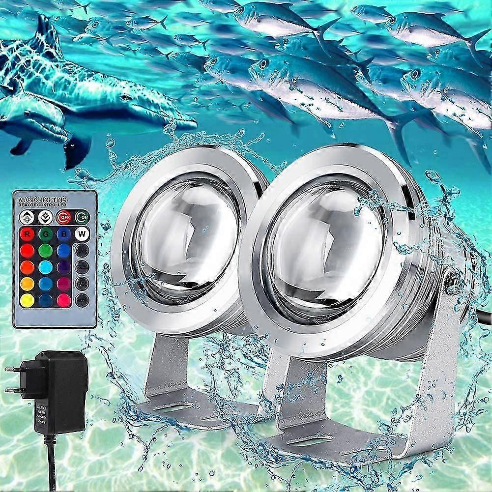 LED-Tauchflutlicht, IP67 wasserdichtes RGB-Unterwasserlicht, 10-W-LED-Strahler für Springbrunnen, Pool, Gartenbeleuchtung im Freien, Silber