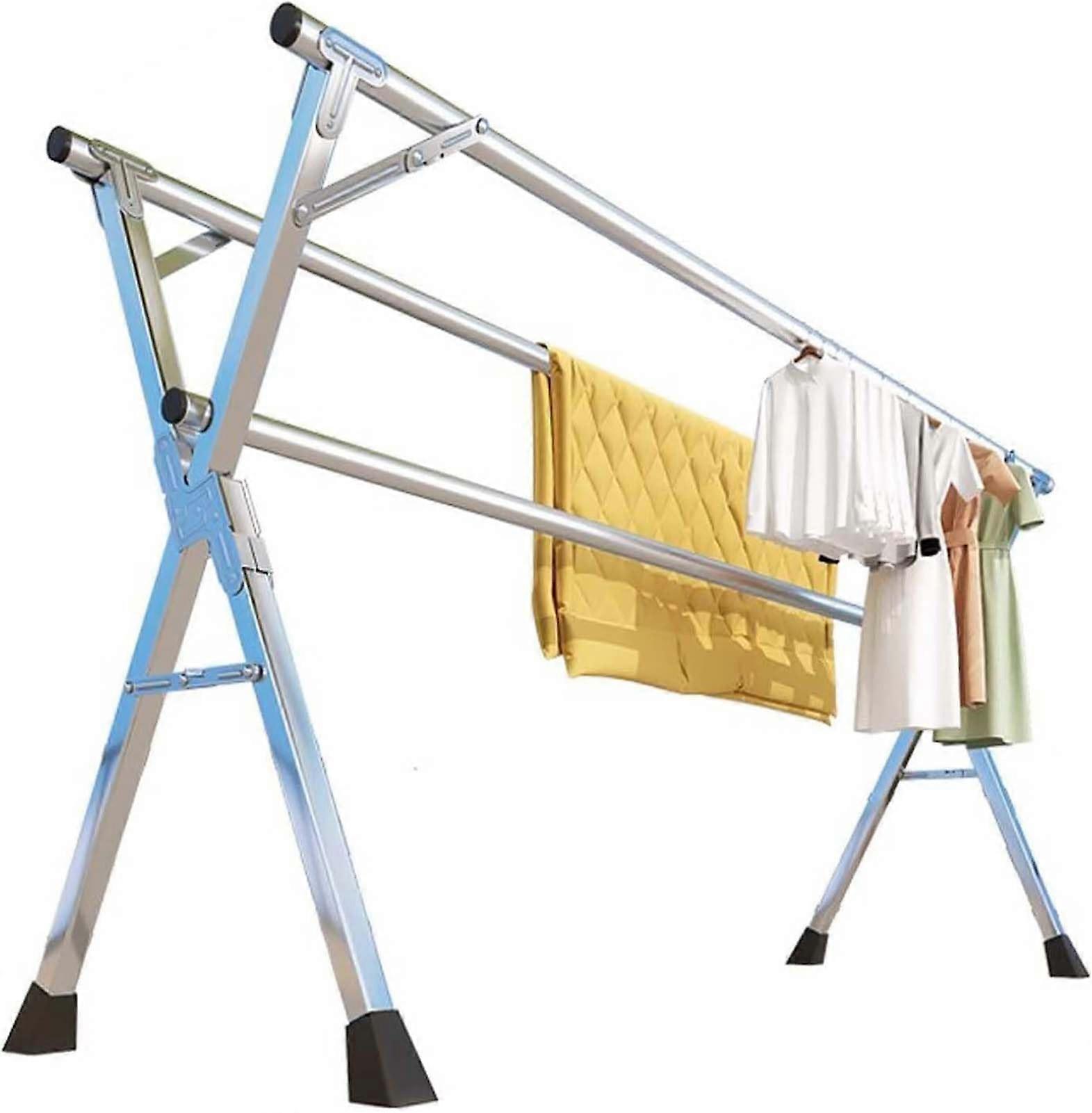 Portable outdoor clothesline with 20 windproof hooks. Foldable, large freestanding clothes rack 200cm/79in.