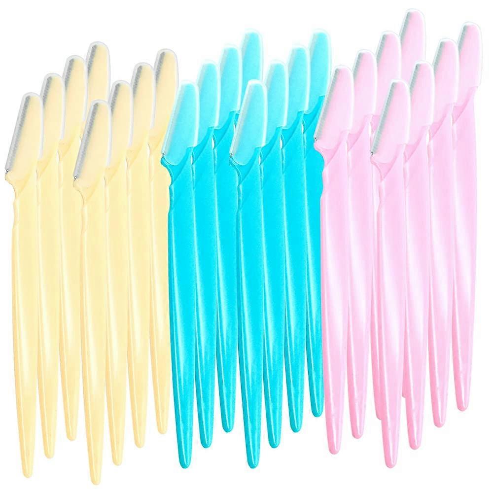 Pack of 24 Eyebrow Razors Trimmer Razors for Women Men with Precision Cover Green, Pink, Yellow
