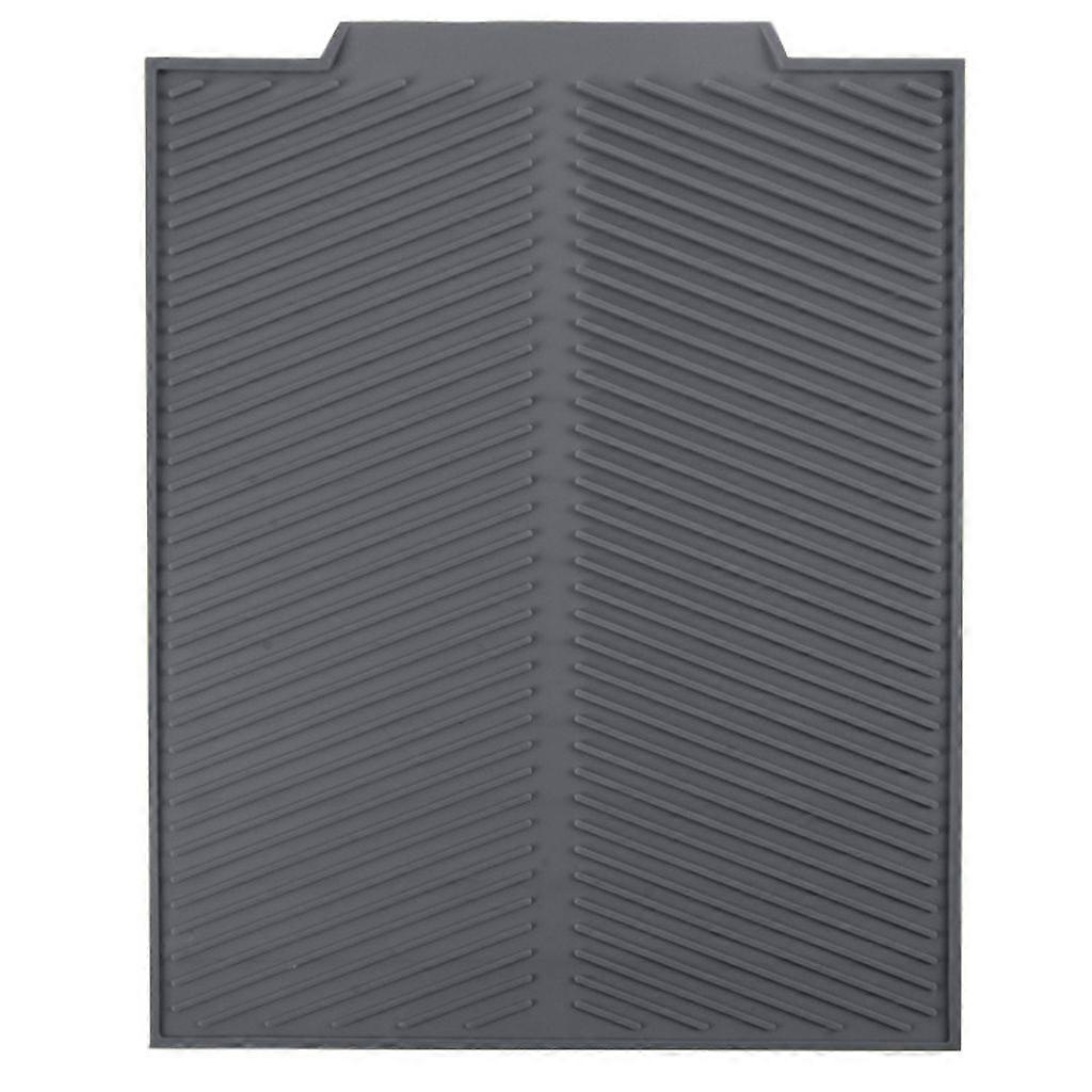 Drying Mat, Silicone Kitchen Counter Drying Mat, Dishwasher Safe, Reusable (Gray, Large)