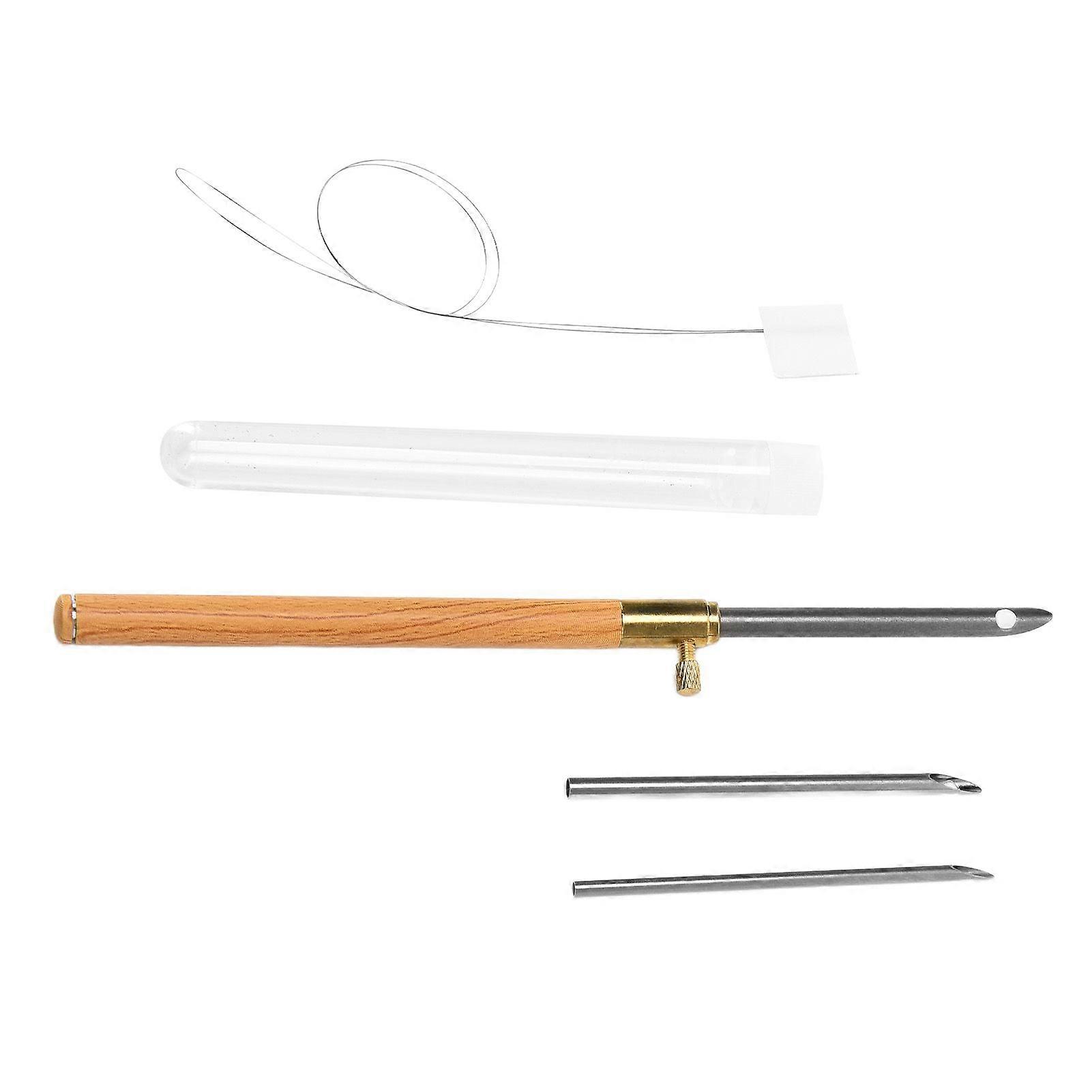 2025 Latest Model Three Head Poke Needle Replaceable Wooden Handle Punch