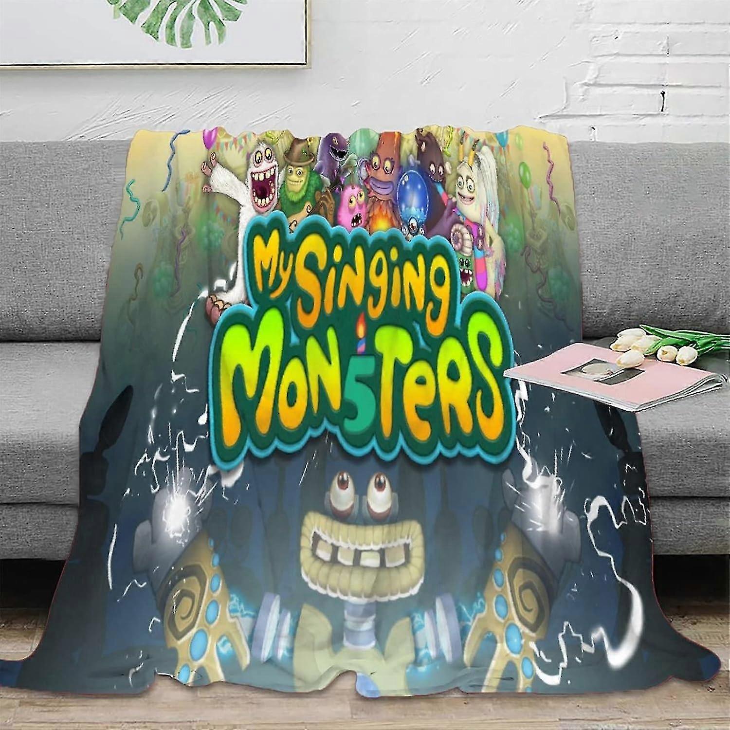 Mysig mjuk plyschfilt för soffa, soffa och kontor, 3D My Singing Monster Design