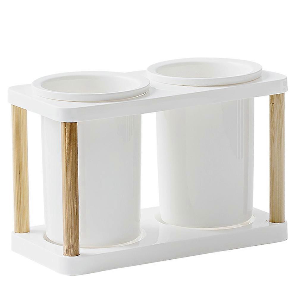 White Ceramic Kitchen Storage Rack with Drain Holes for Chopsticks Spoon Fork Keeping Dry Clean