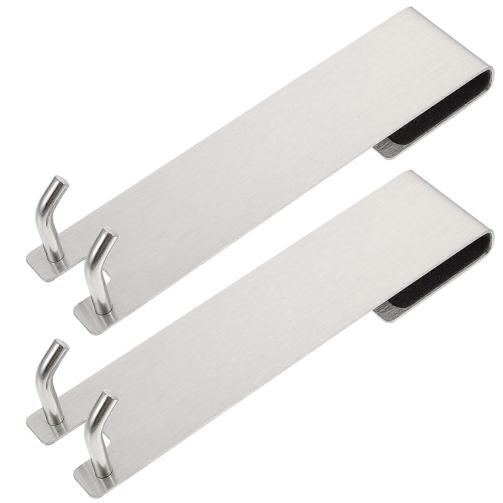Over Door Hooks Bathroom Space-Saving Stainless Steel Long Design Easy To Install 2Pcs