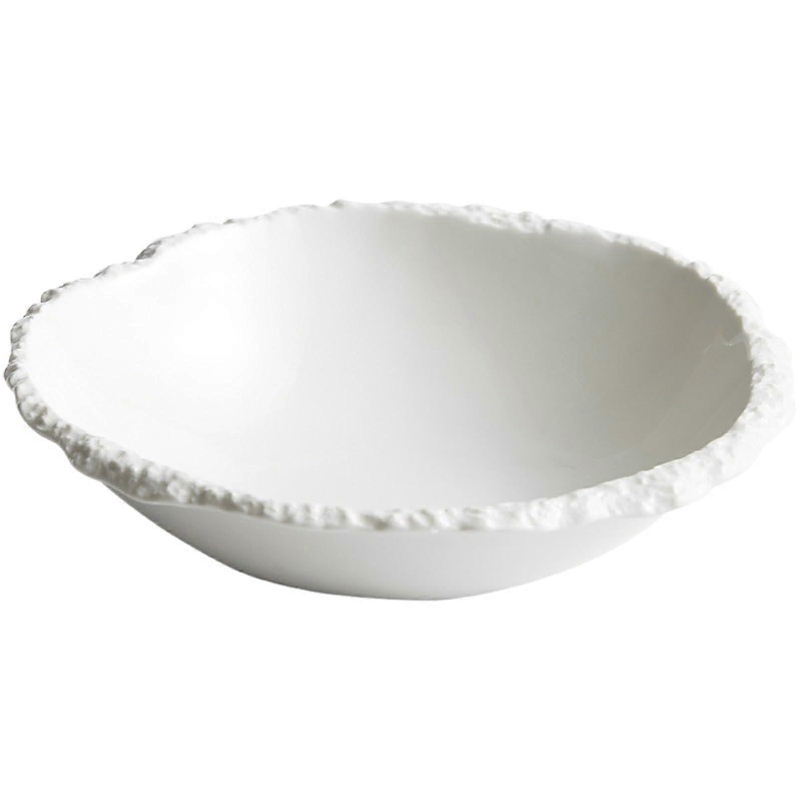 Pointed Bowl with Stone Pattern, White Ceramic Soup Bowl in Pure White