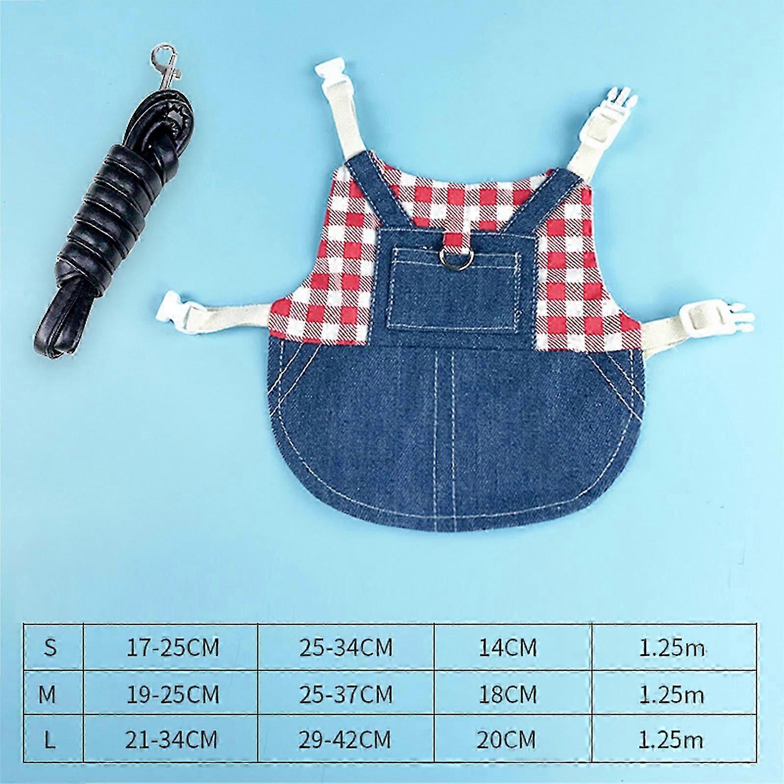 Harnais de lapin et laisse vêtements pour petits animaux pour lapin cochon d’Inde, lapin à carreaux harnais laisse cochon d’Inde bleu Denim noir et blanc robe à carreaux