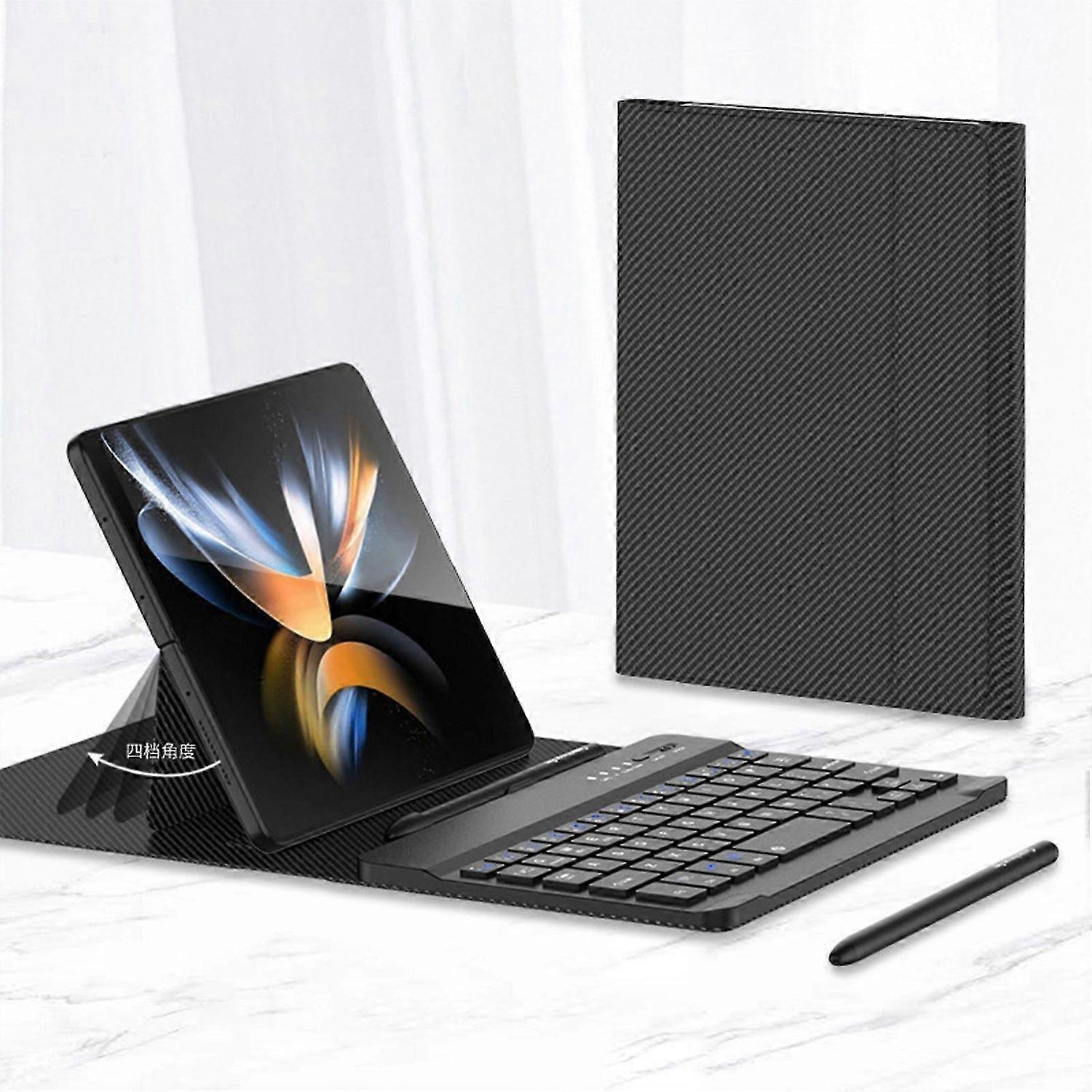 Leather Fold Stand Keyboard For Samsung Galaxy Z Fold 2 3 4 Bluetooth Wireless Keyboard With Stand a