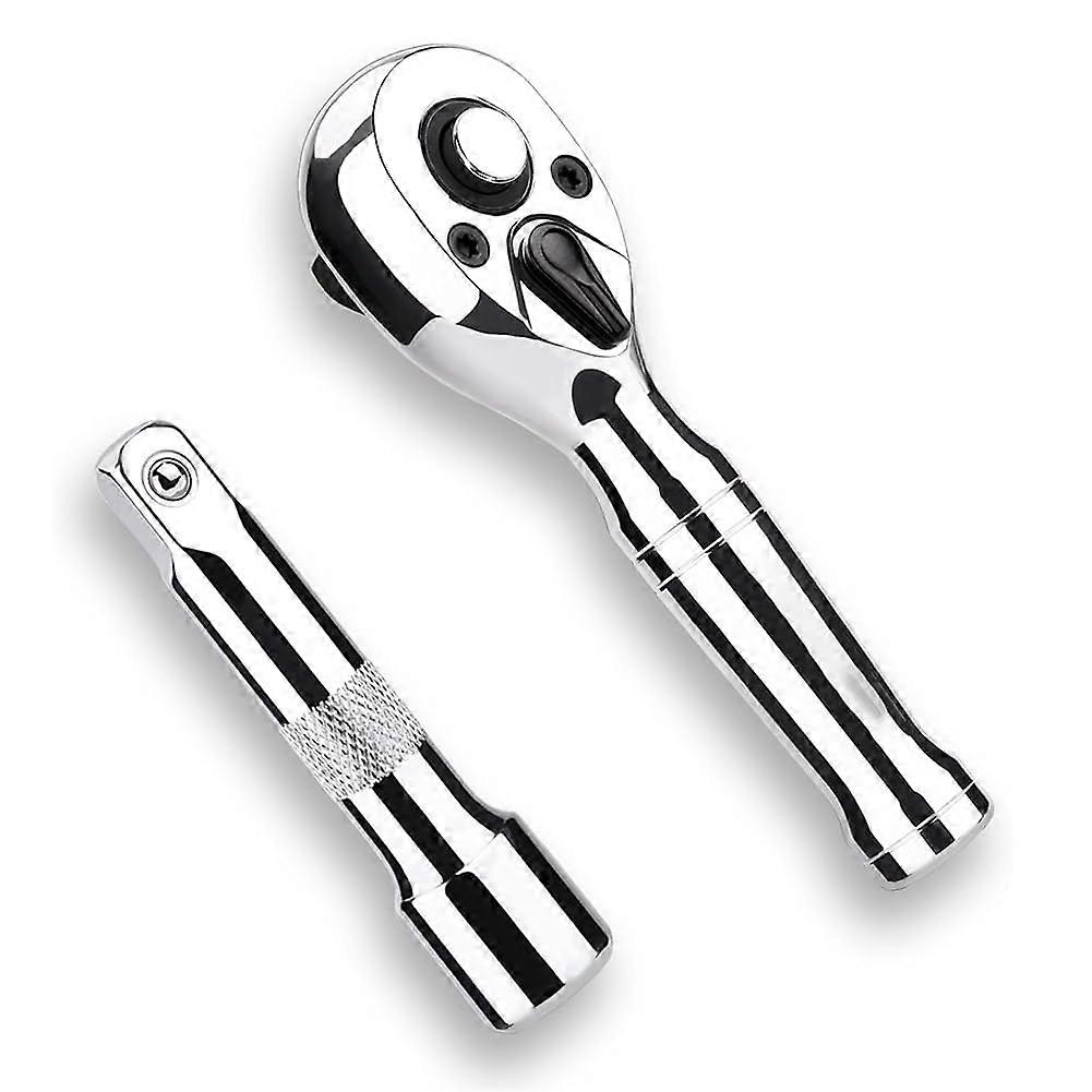 Ratchet set with 3/8' drive, ratchet handle with extension bars, 72tooth mini ratchet wrench with reversible quickrelease head, easy to use