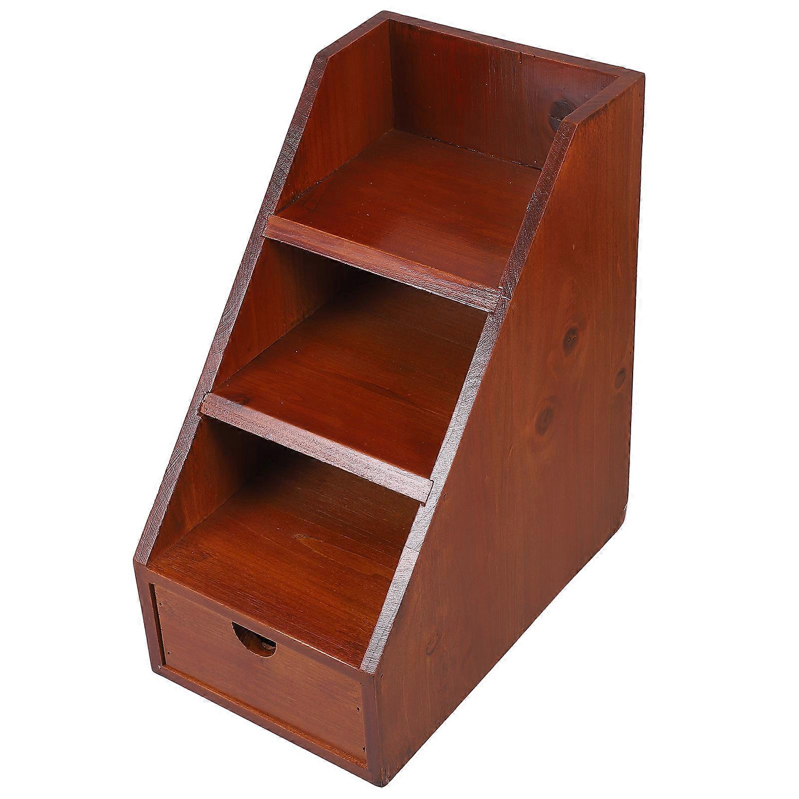 Desktop Stationery Storage Box Modern Design Rectangular Wood Desk Organization 1Pack