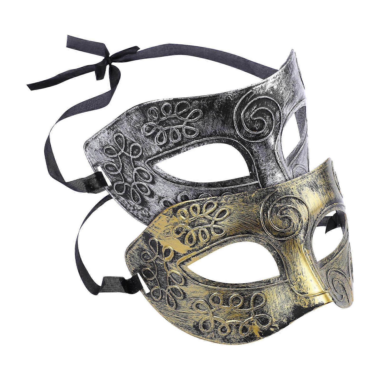 Halloween Mask Half Face Masquerade Party Masks for Men Assorted Color Retro Style 2Pcs