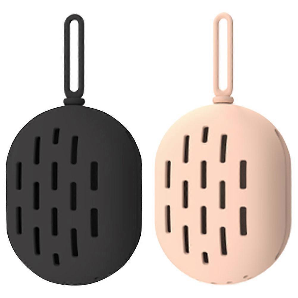 Portable Silicone Cosmetic Sponge Holder 2PCS Durable Makeup Puff Container for Travel & Home Use, Khaki Black, for Organizing and Drying Sponges
