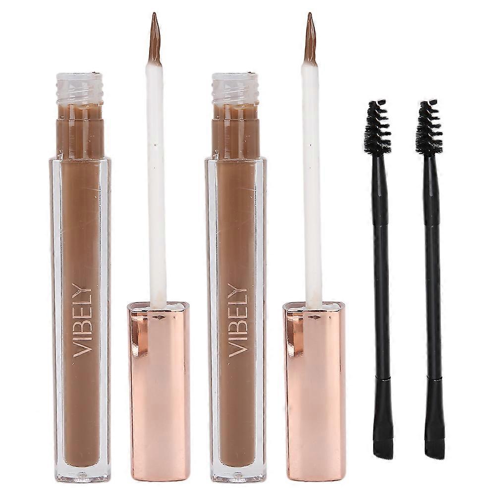 VIBELY 2pcs Eyebrow Tint Gel Dye Kit Long Lasting Liquid Brow Tatoo Ink with Brush4#Coffee