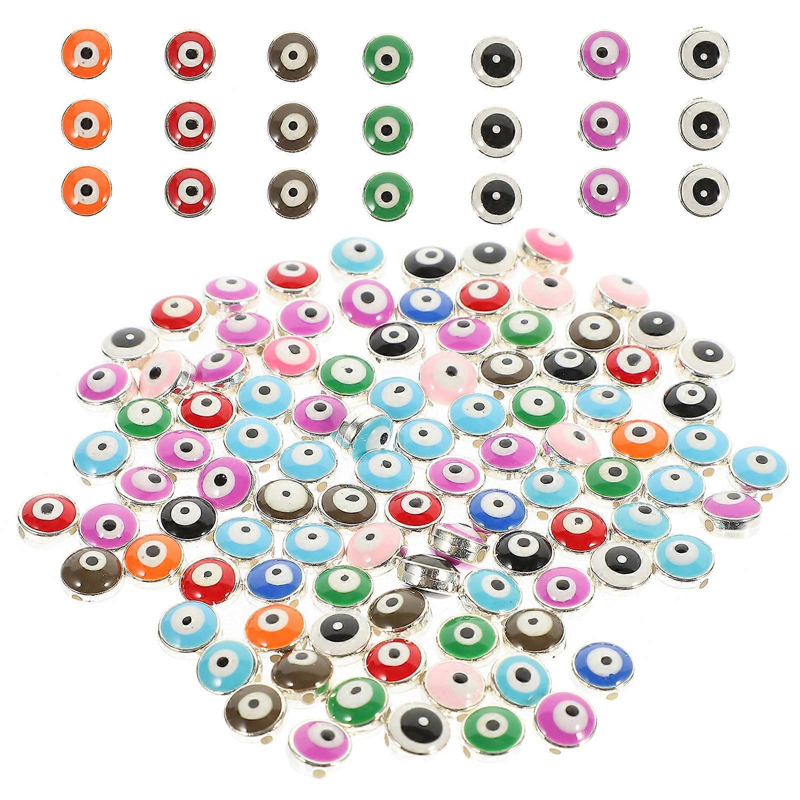 Evil Eye Loose Beads Evil Eye Spacer Bead Flat Round Resin 6*8MM 100Pcs For Diy Accessories And Jewelry Making