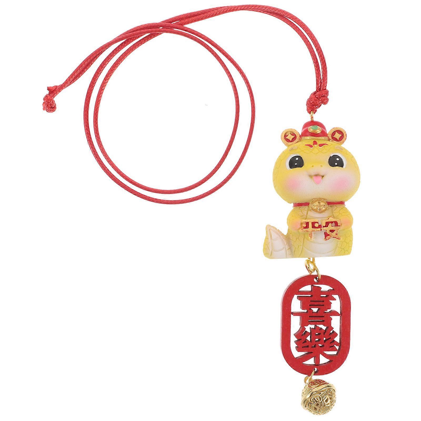 Snake Statue Ornament For Car Rear View Mirror Hanging Spring Festival Car Decoration Multi 37.00X3.50X3.30CM Sturdy Material 1Pcs