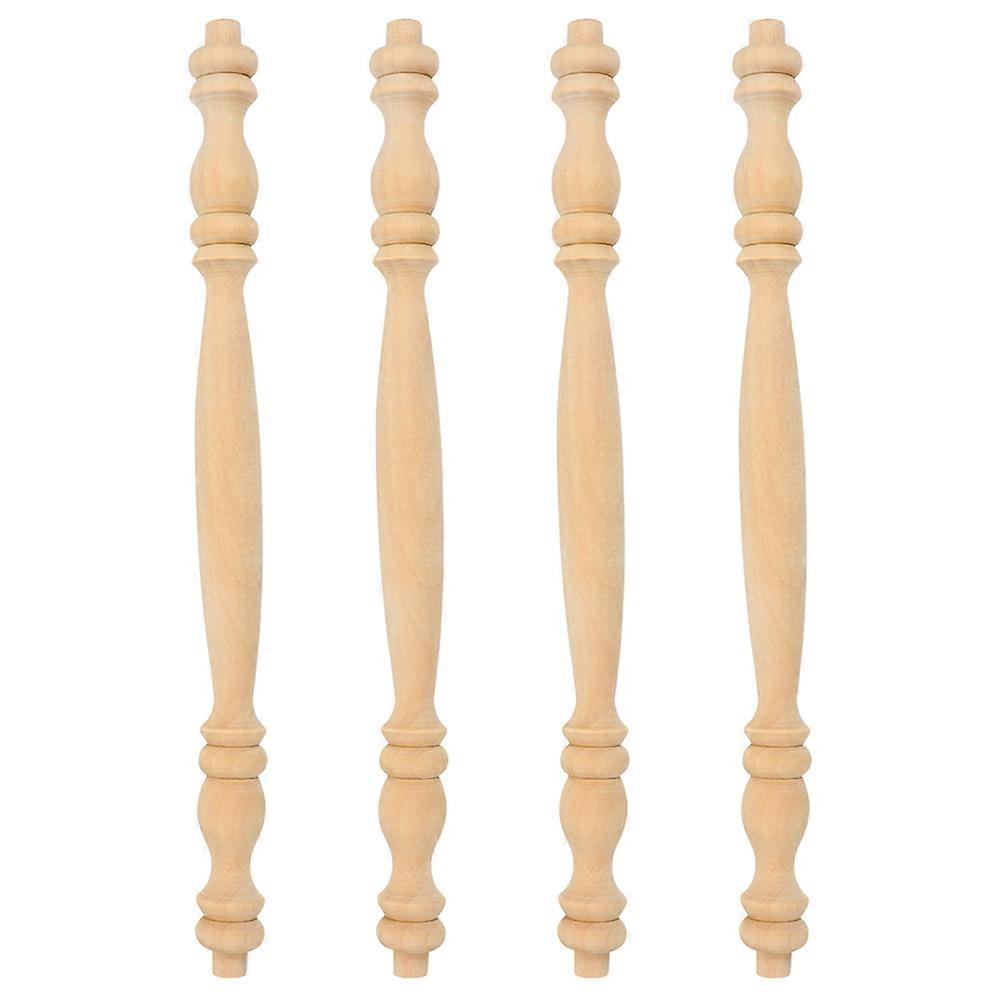 Wood Baluster Spindle Decorative For Home Furniture Projects Sturdy Support Roman Column Head Design 4Set