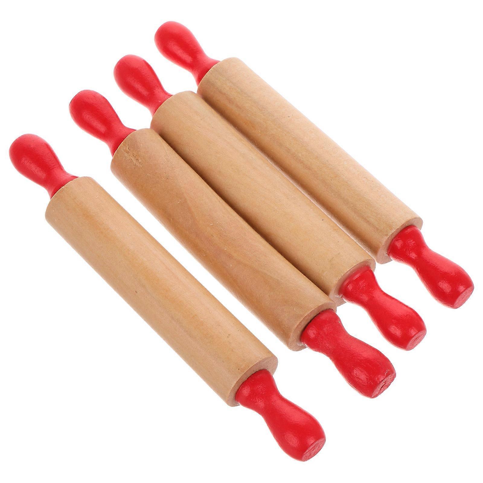 Wood Rolling Pin for Clay and Dough Rolling Young Kids Playtime 4Pcs