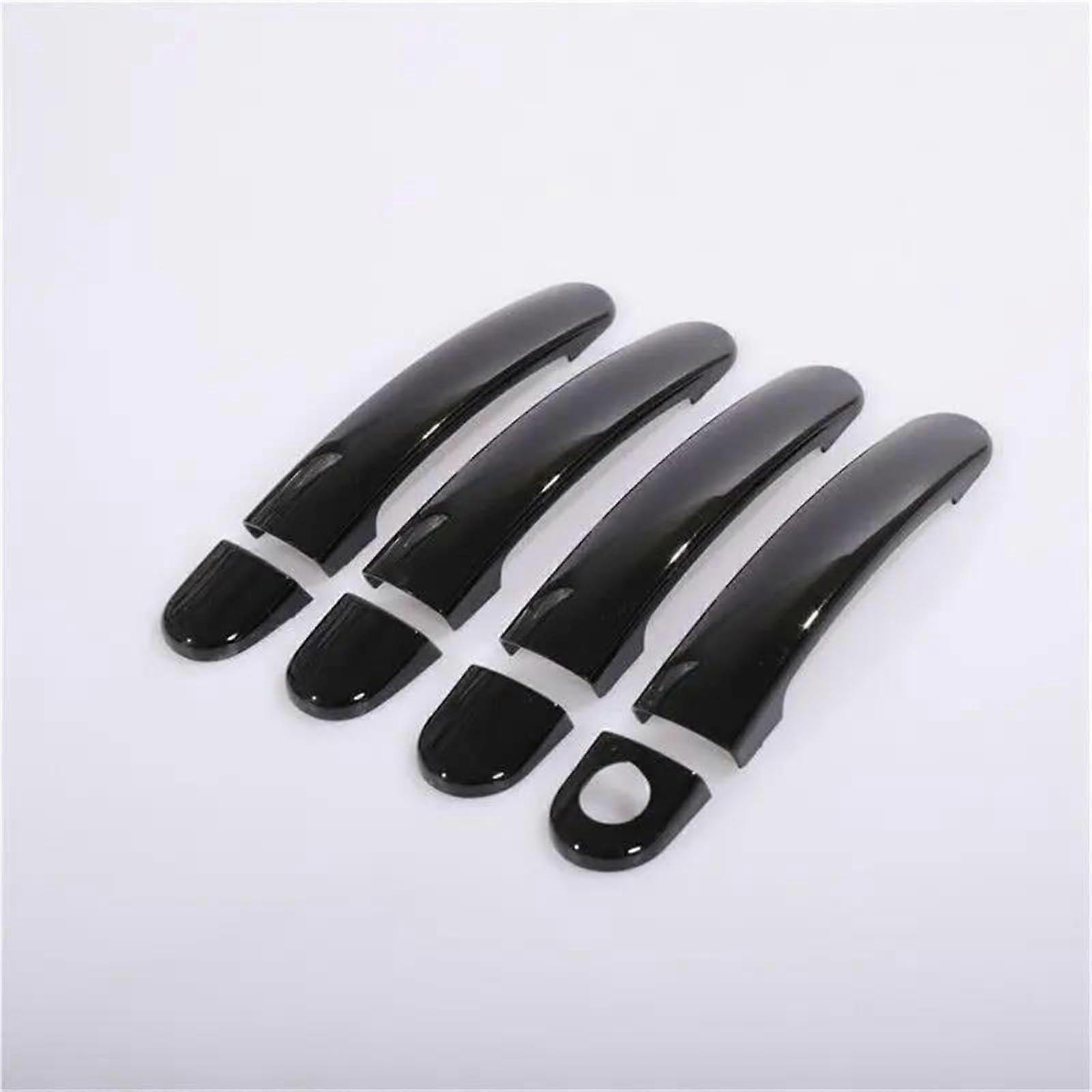 Left and Right Car Exterior Door Handle Cover Trim Carbon Fibre Style For Polo 20102017 (Black 1 Keyhole)