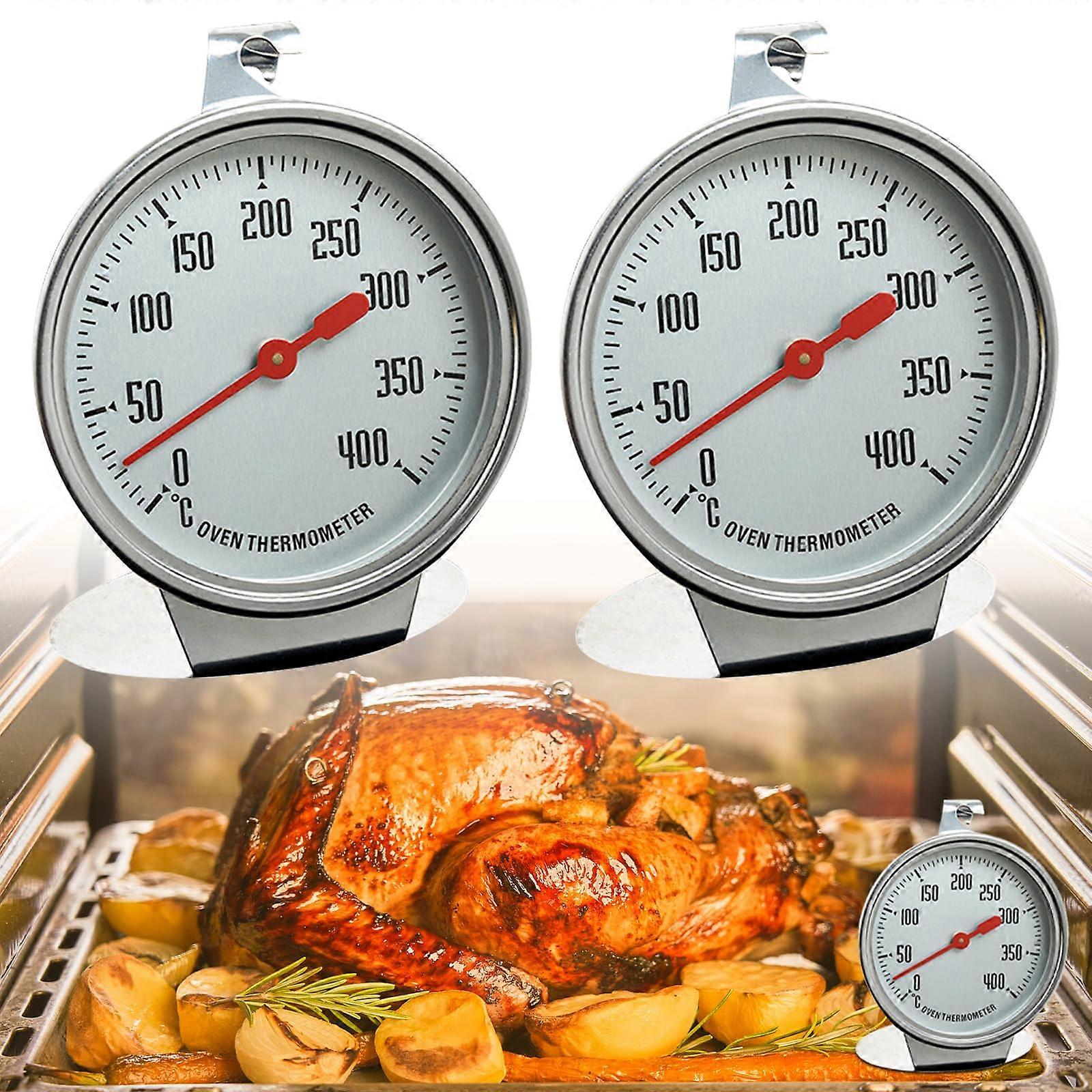 Oven Thermometer, Set of 2: Stainless Steel, 0°C to 400°C, Digital, Hanging and Standing