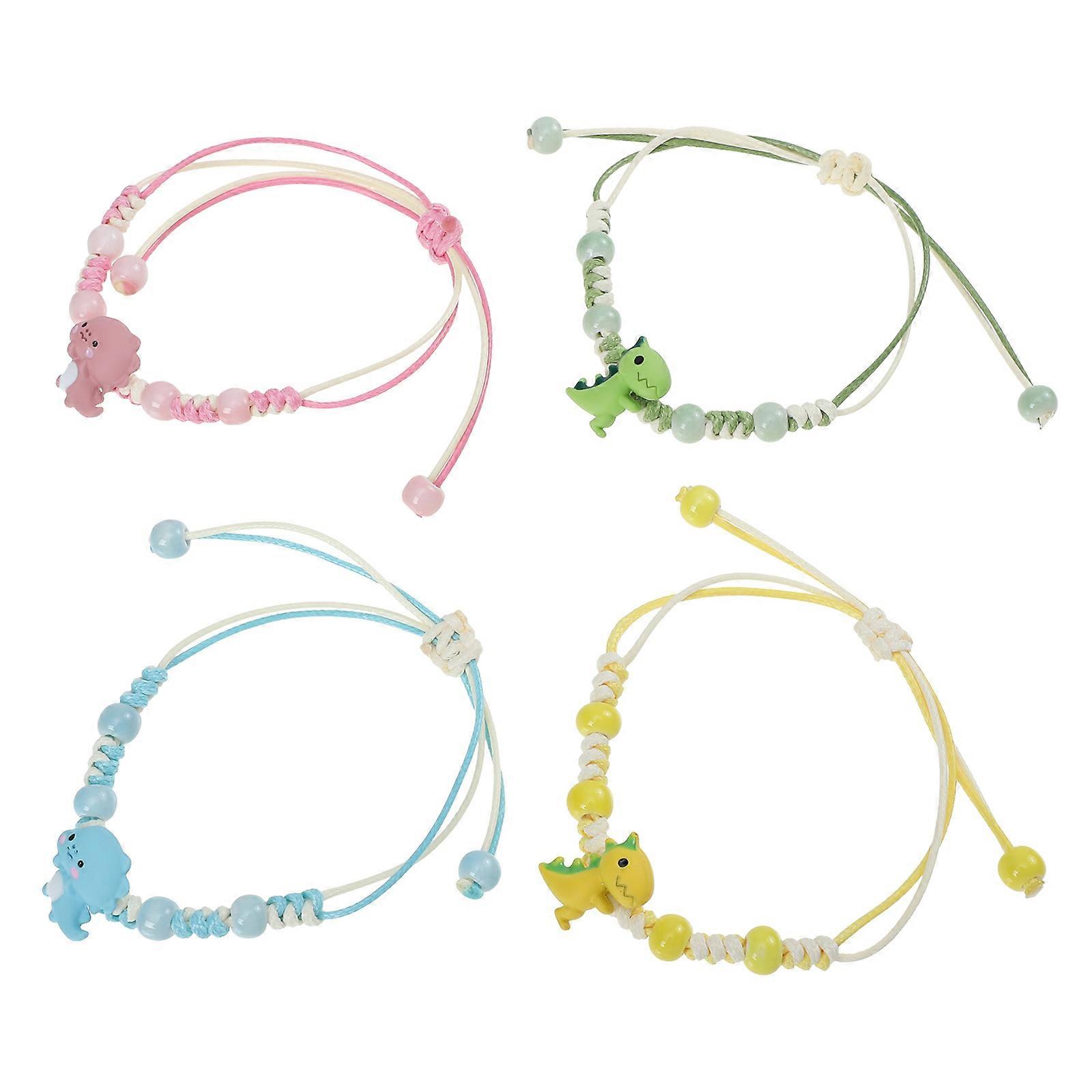Cute Dinosaur Bracelets Cartoon Style Dinosaur Shape Adjustable Bracelet Kids Special Occasions Green 4Pcs