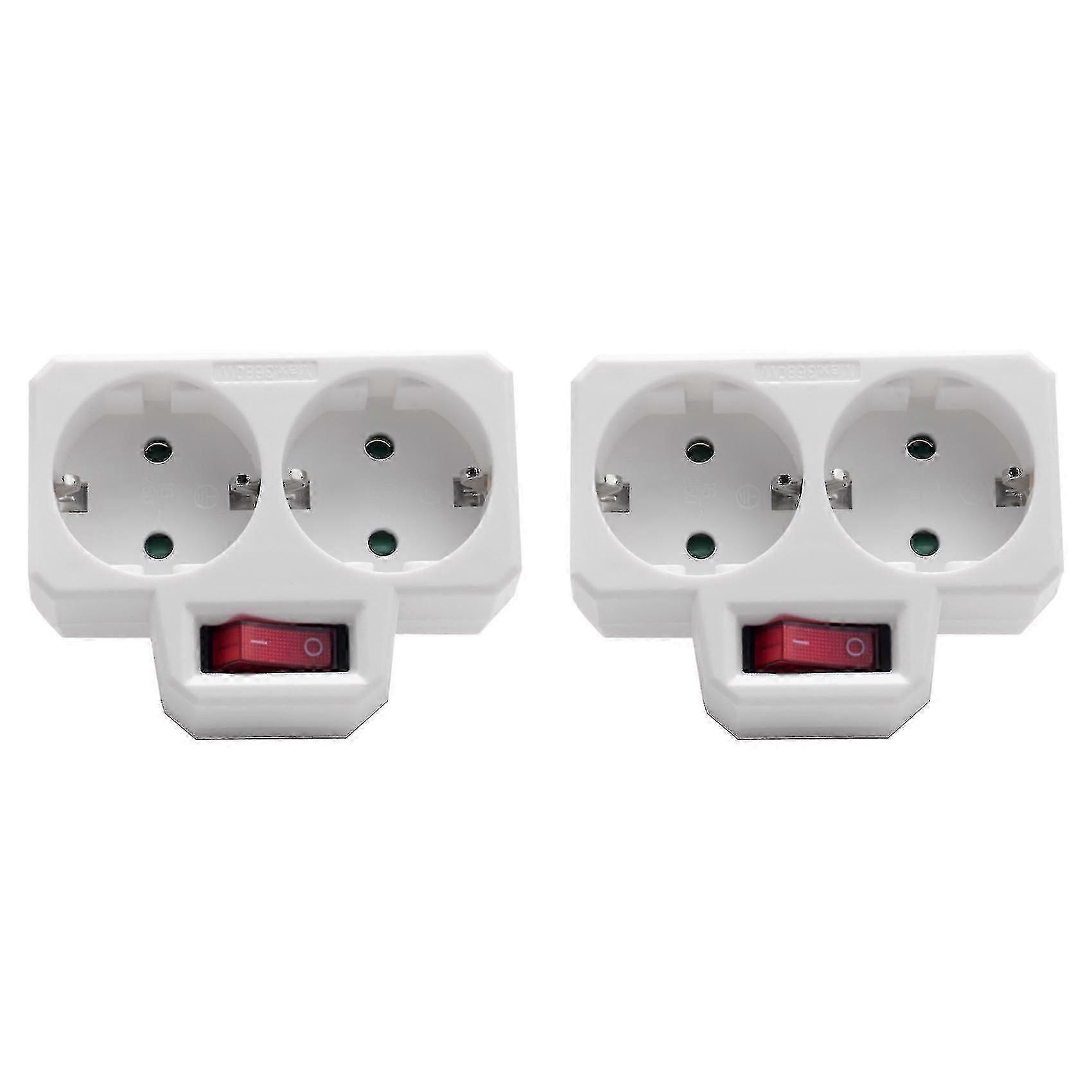 Socket Adapter, Double Plug for Socket, Double Socket with Switch 3800W for Office, Home or Travel, EU Plug (2 Pack)-Good