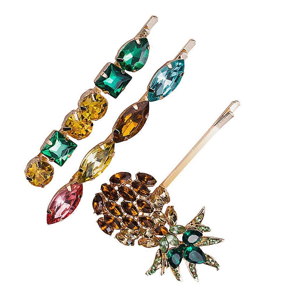 Hair Snap Clips Multi Colored Flat Design for Meeting and Party 3Pcs