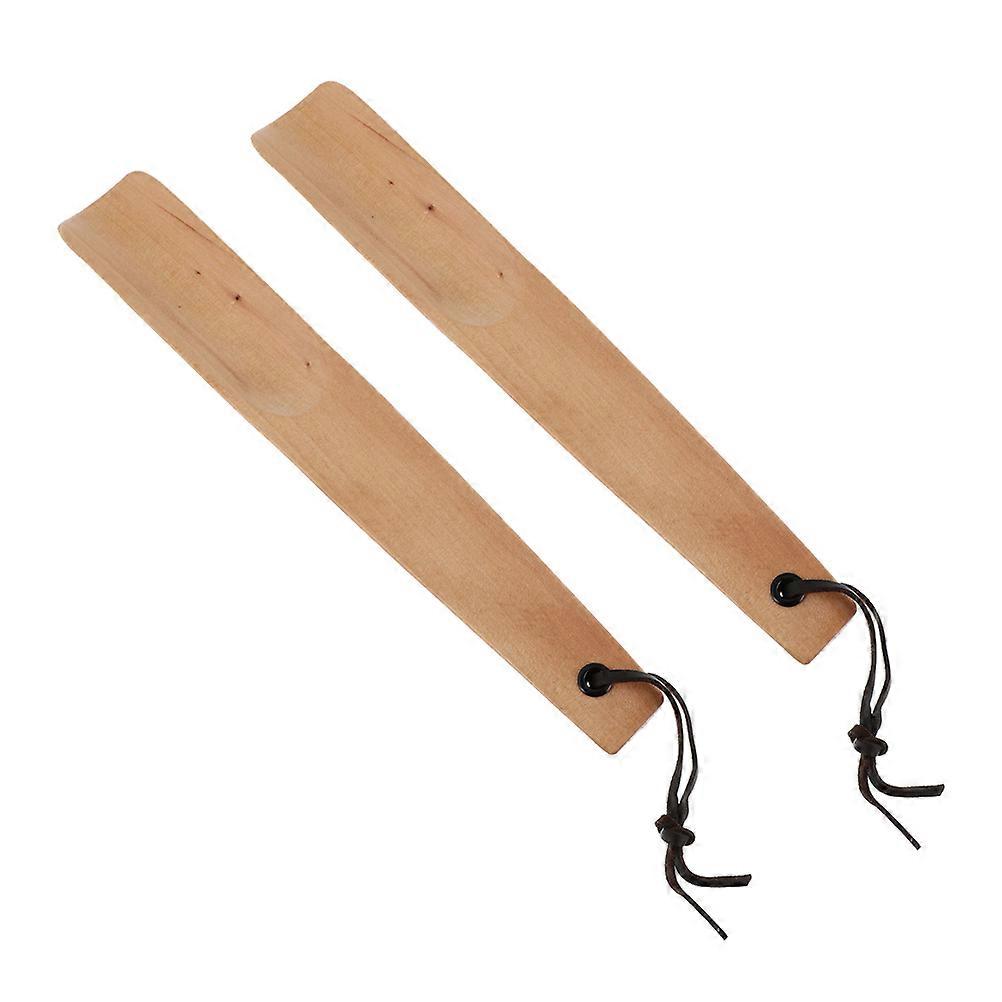 Easy Grip Shoehorn Wooden Lifter Home Shoes Horns Daily Use Safe Odorless Durable 2Set