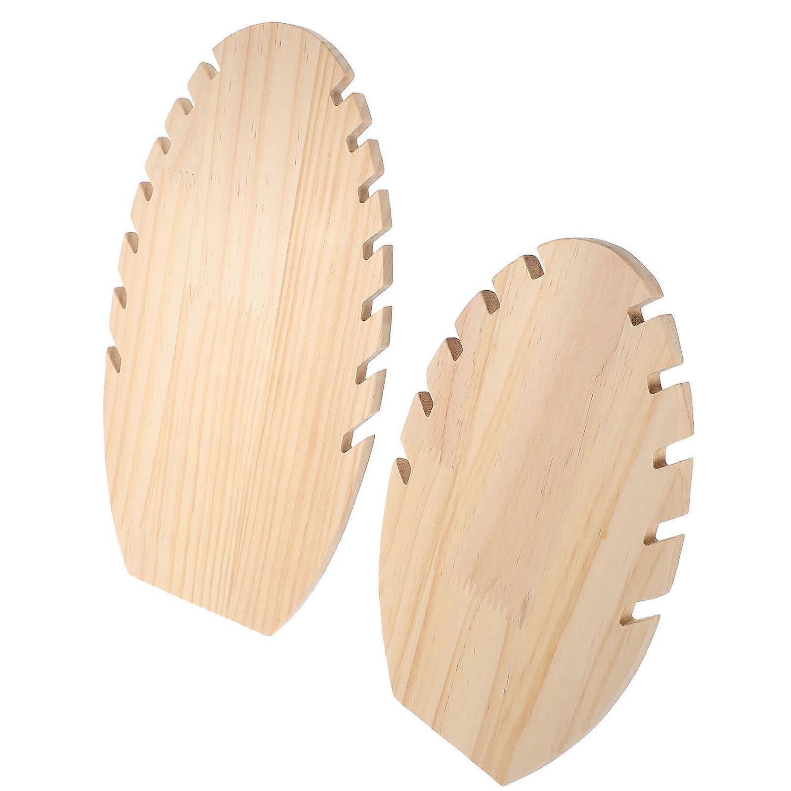 Wooden Necklace Display Stand for Home 2pcs Khaki Jewelry Organizer 7.8x4.9 Inches